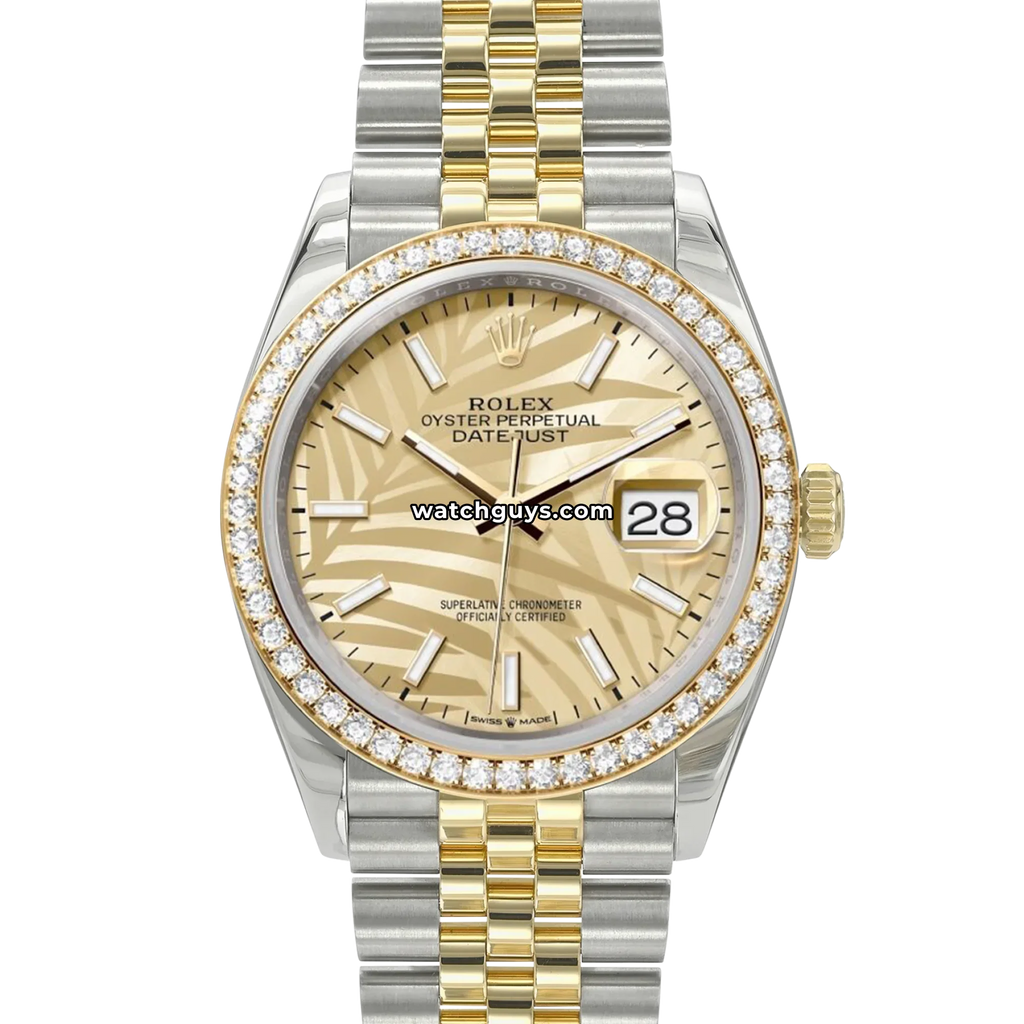Rolex Datejust 126283RBR Palm Motif Champagne Diamond