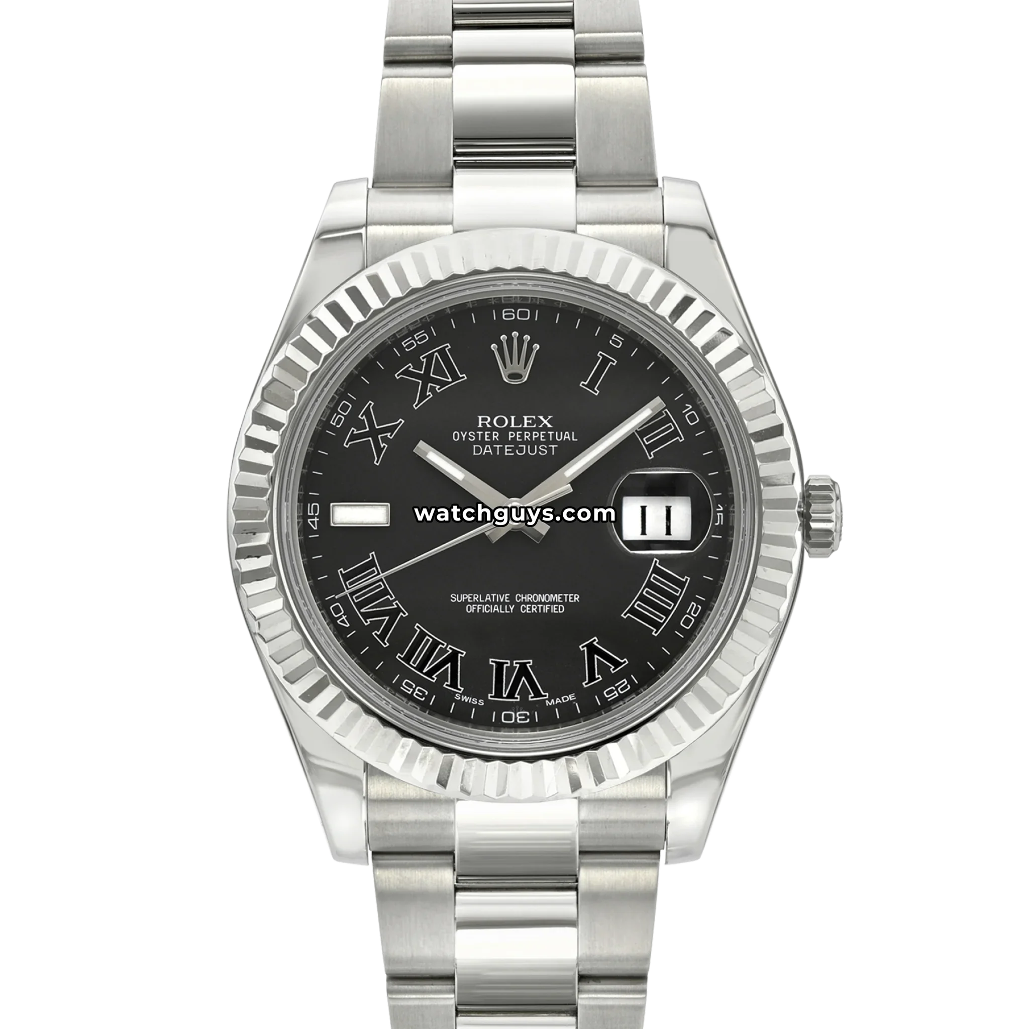 Rolex Datejust 116334 Black Roman Stainless Steel Oyster
