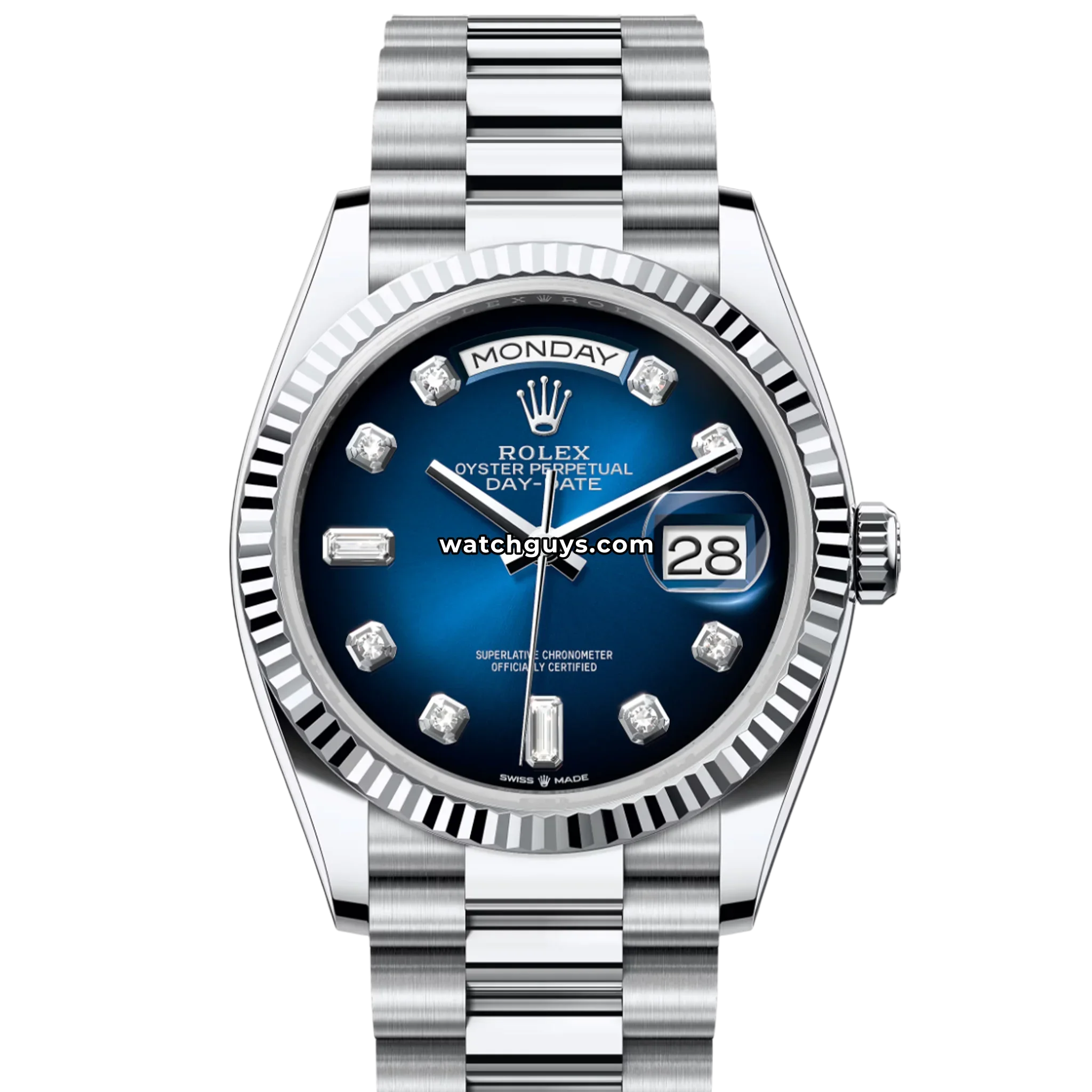 Rolex Day-Date 128236 Platinum Blue Ombre Diamond President
