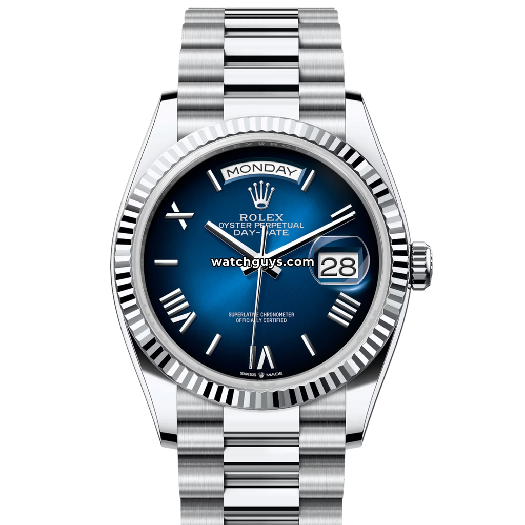 Rolex Day-Date 128236 Platinum Blue Ombre Roman President