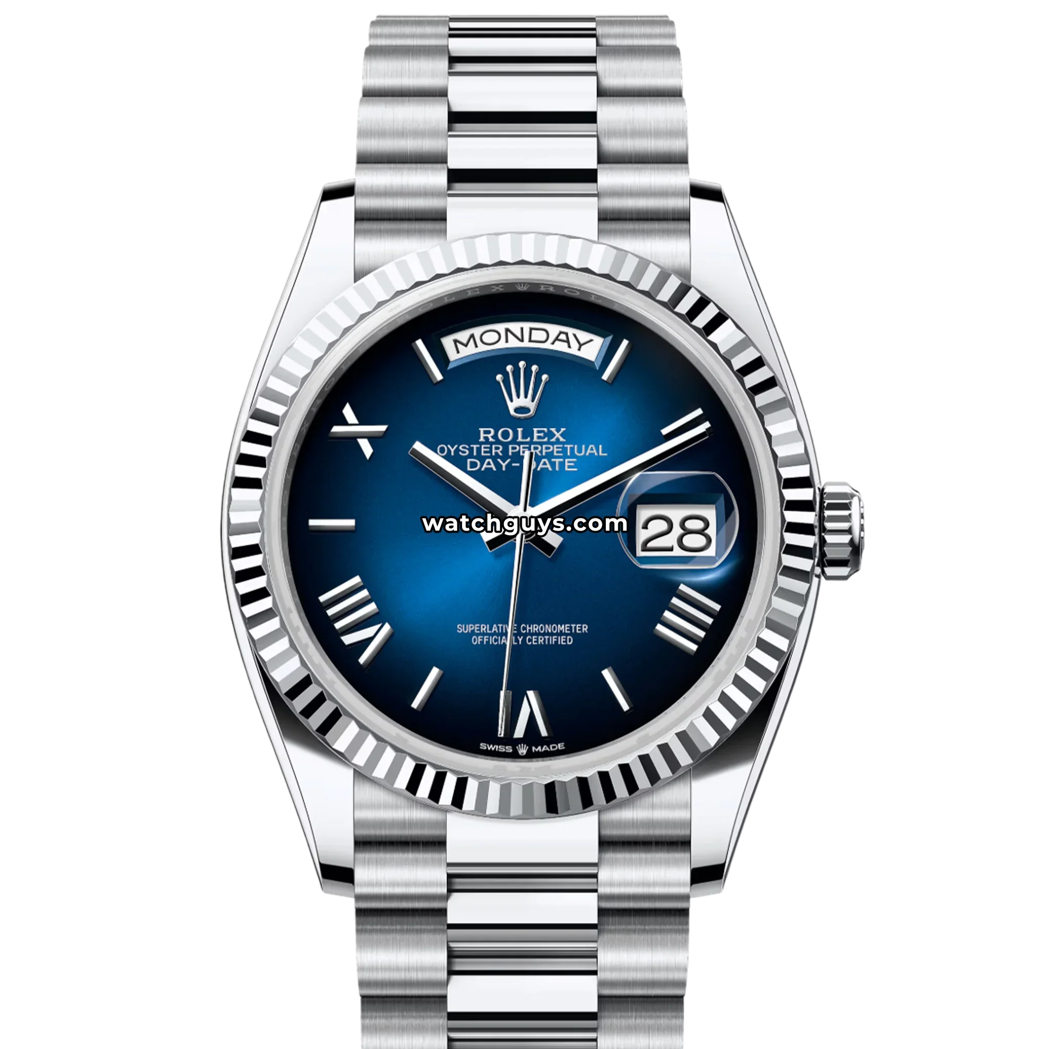 Rolex Day-Date 128236 Platinum Blue Ombre Roman President