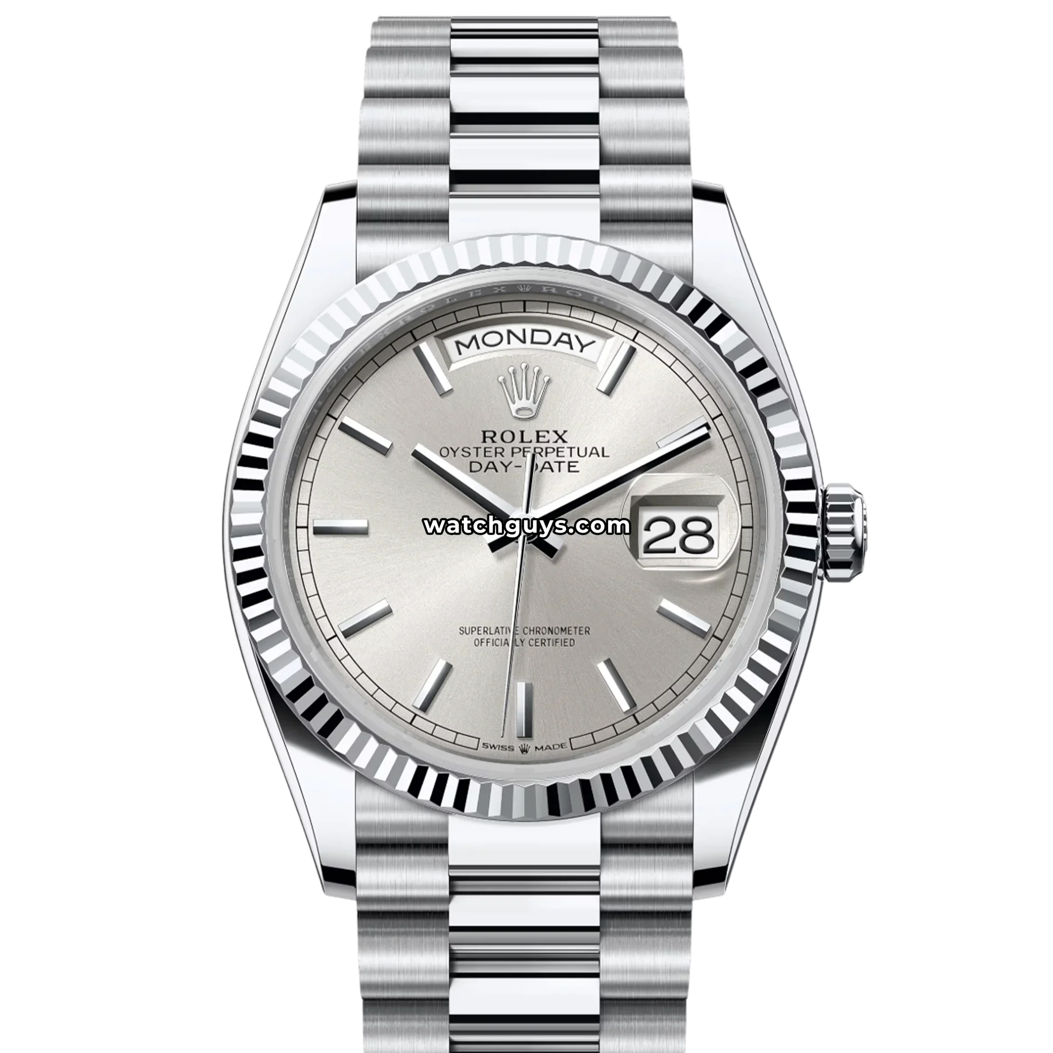 Rolex Day-Date 128236 Platinum Silver Index President