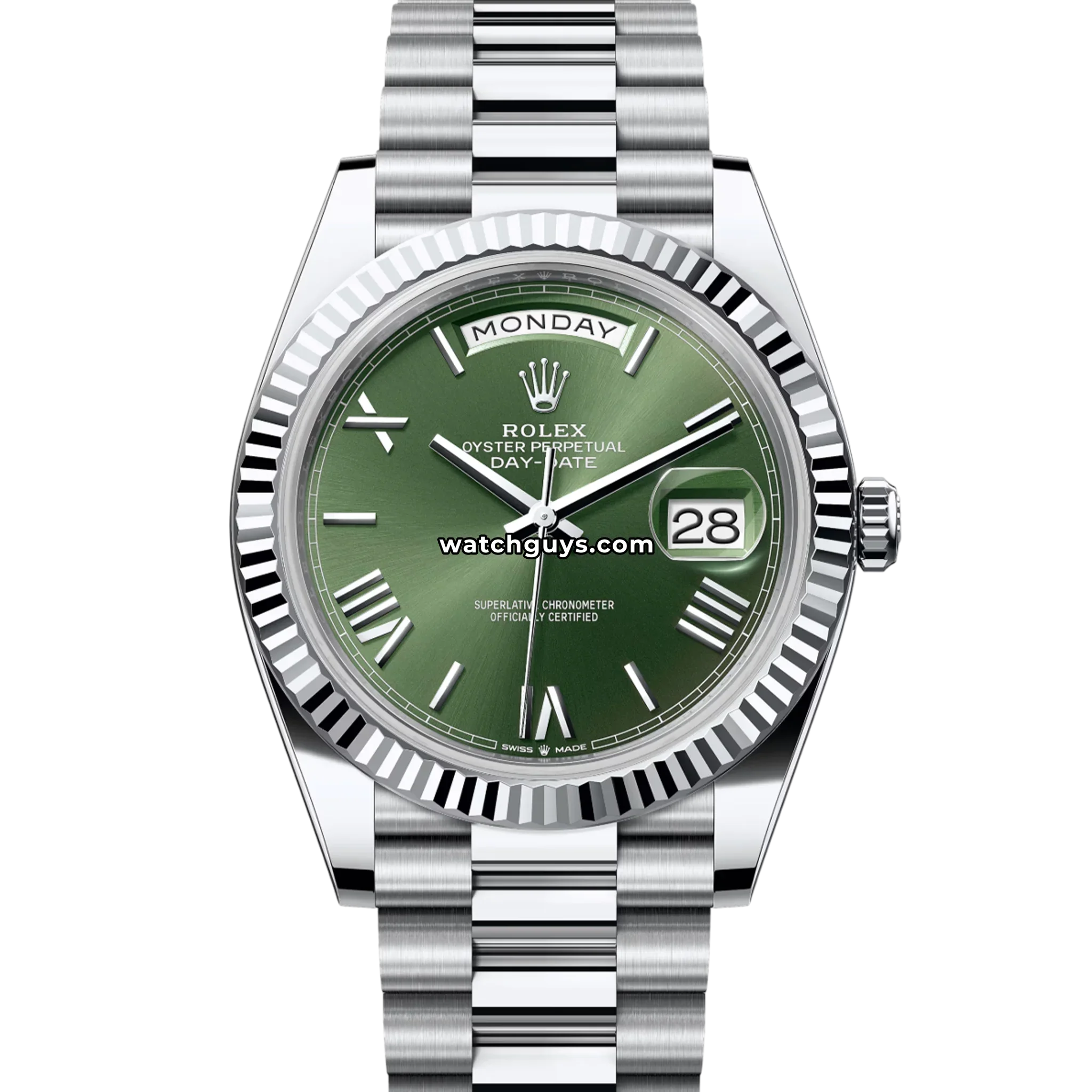 Rolex Day-Date 228236 Platinum Green Roman President