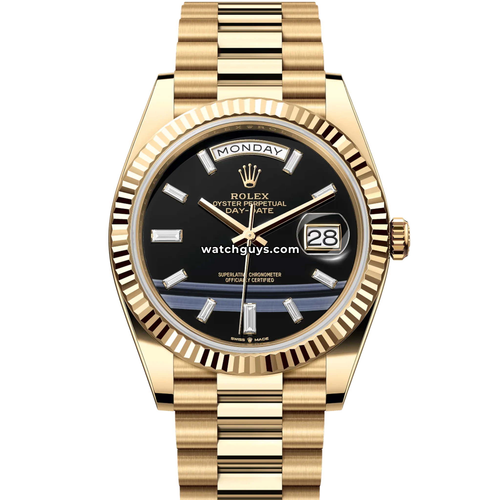Rolex Day-Date 228238 Black Onyx Baguette Diamond
