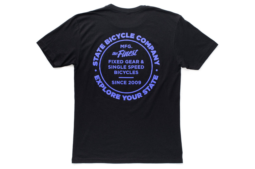 State Bicycle Co. - "Manufacturing The Finest" - Premium T-Shirt (Black / Purple)
