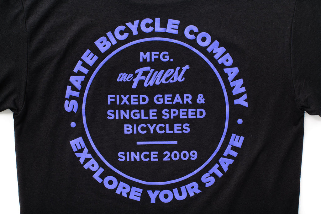 State Bicycle Co. - "Manufacturing The Finest" - Premium T-Shirt (Black / Purple)