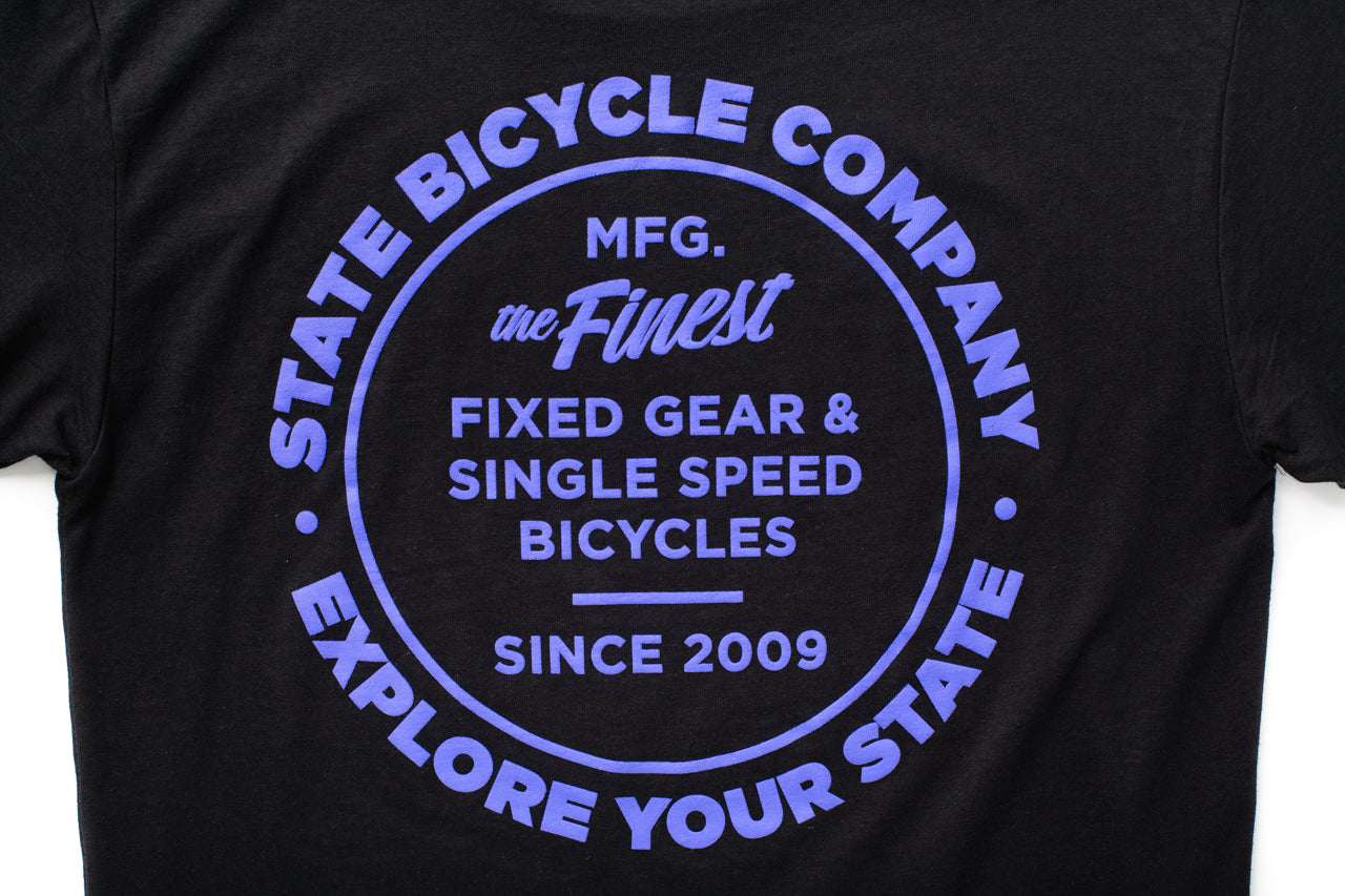 State Bicycle Co. - "Manufacturing The Finest" - Premium T-Shirt (Black / Purple)