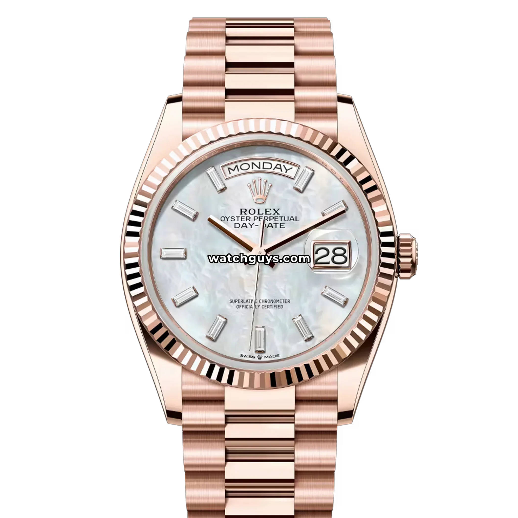Rolex Day-Date 128235 Mother of Pearl Diamond Baguette