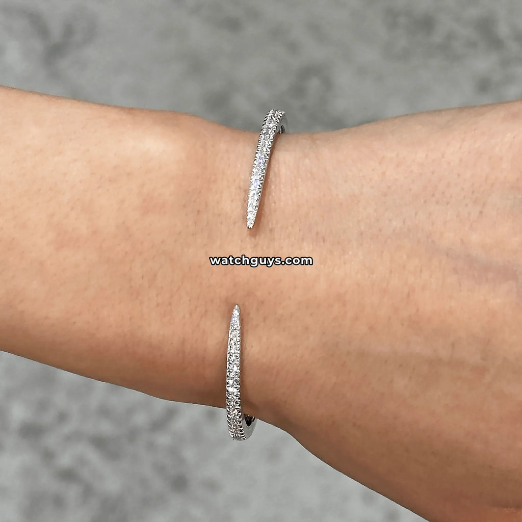 Diamond Cuff Bangle Bracelet 18K White Gold 0.80 CT