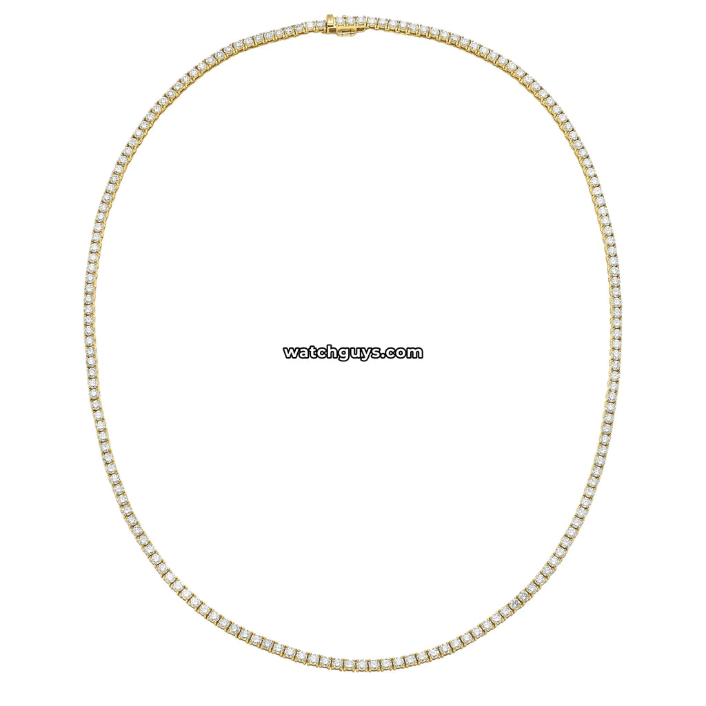 Diamond Tennis Necklace 9.81 Carat TW 18k Yellow Gold