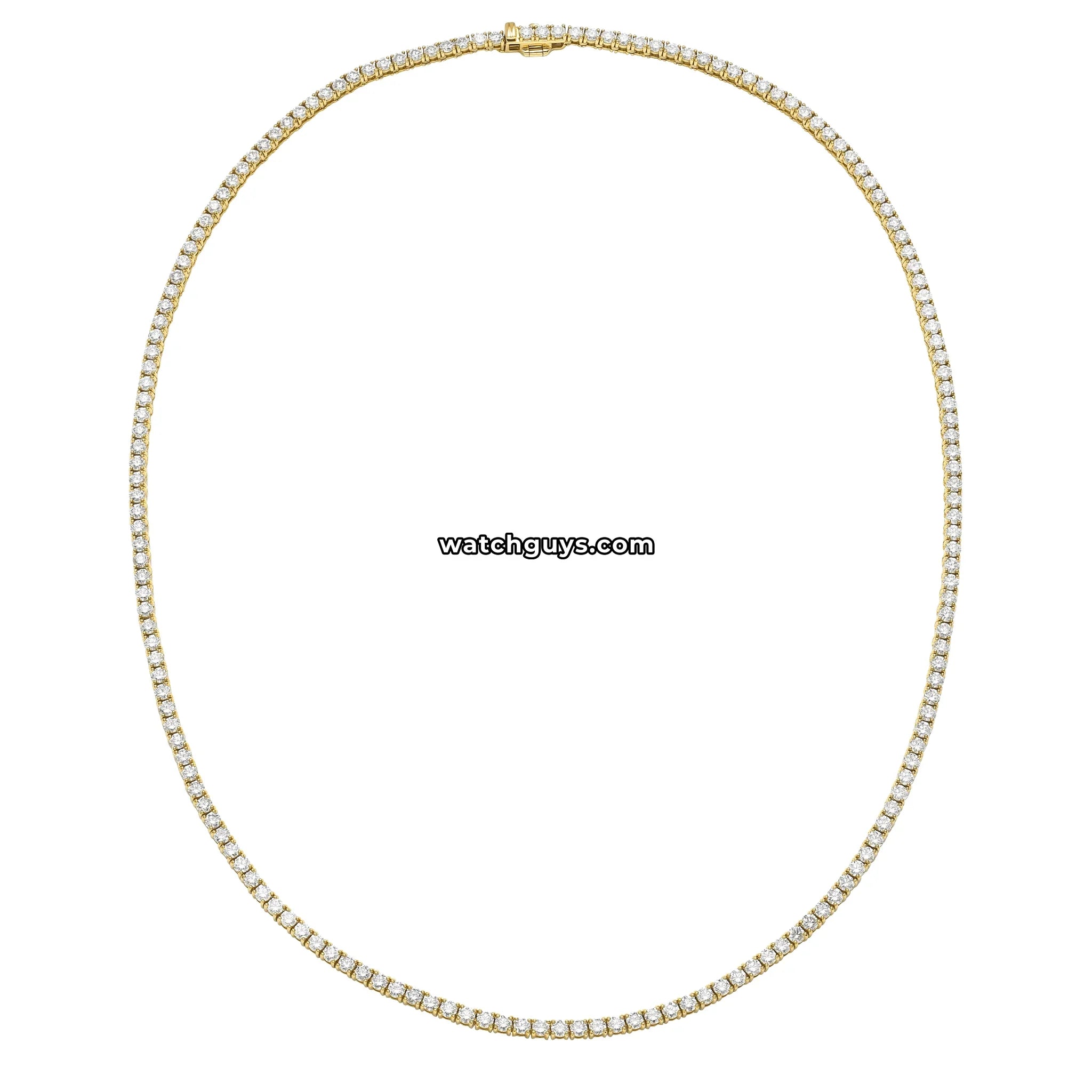 Diamond Tennis Necklace 9.81 Carat TW 18k Yellow Gold