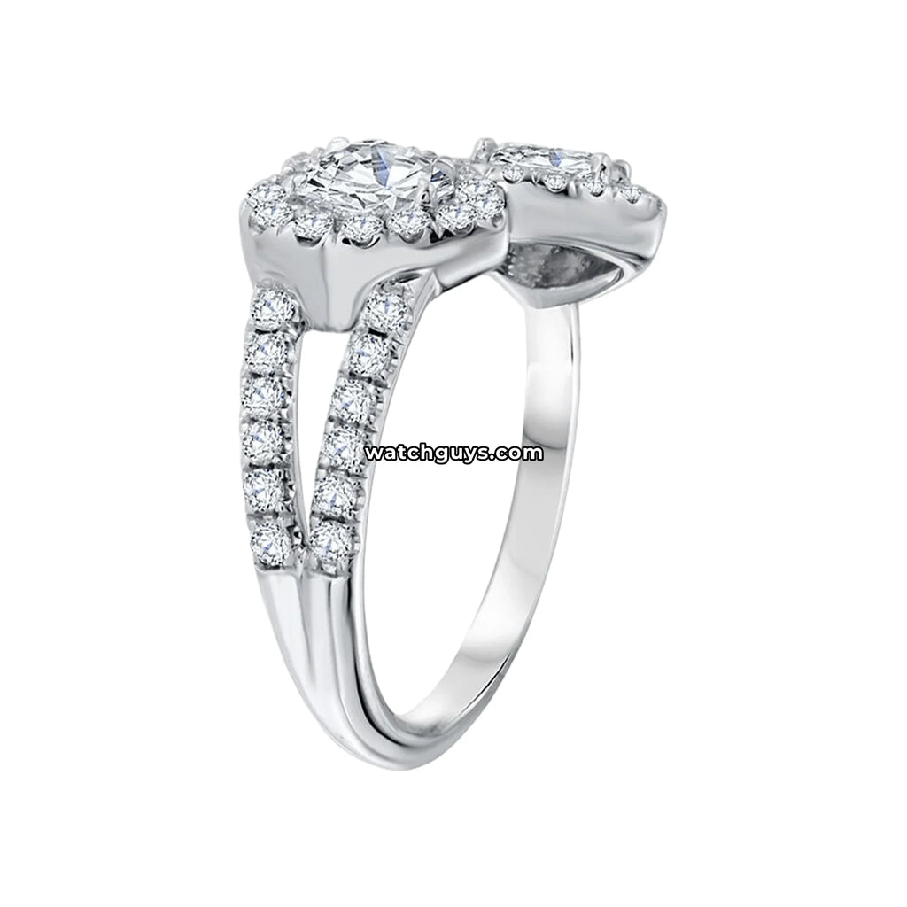 Double Heart Diamond Ring 18K White Gold