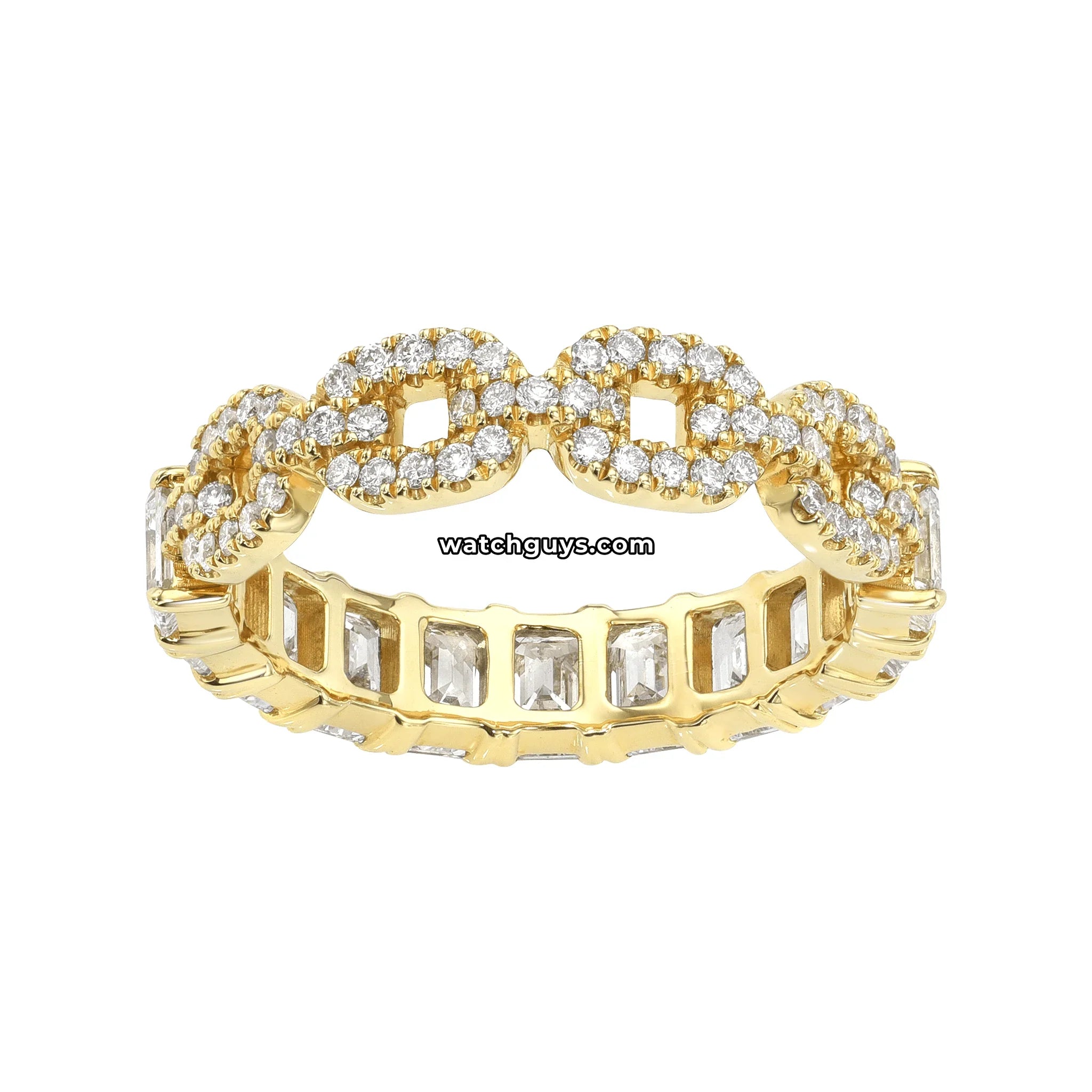 Emerald Diamond Eternity Band 2.73 Carat TW 18k Yellow Gold