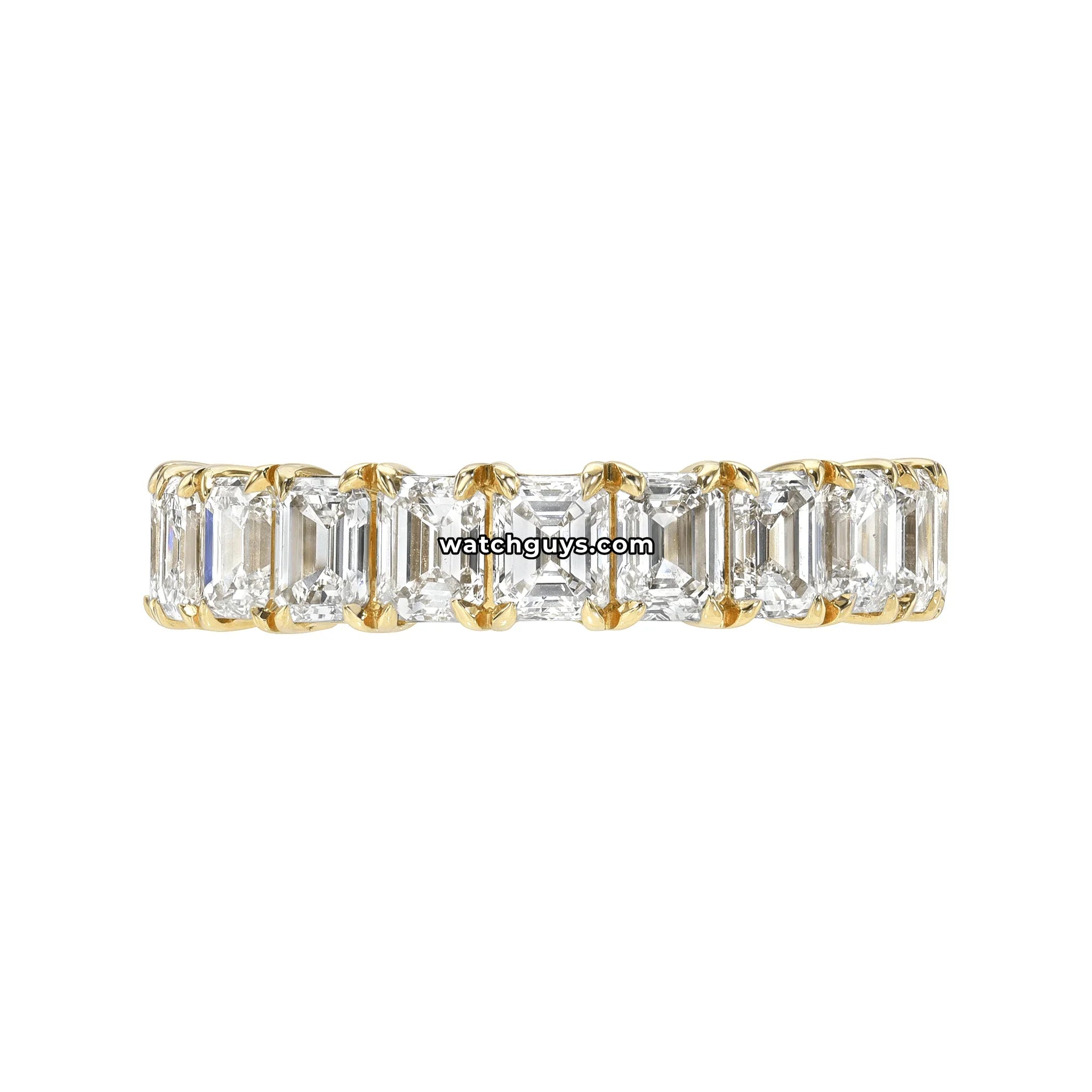 Emerald Diamond Eternity Band 2.73 Carat TW 18k Yellow Gold