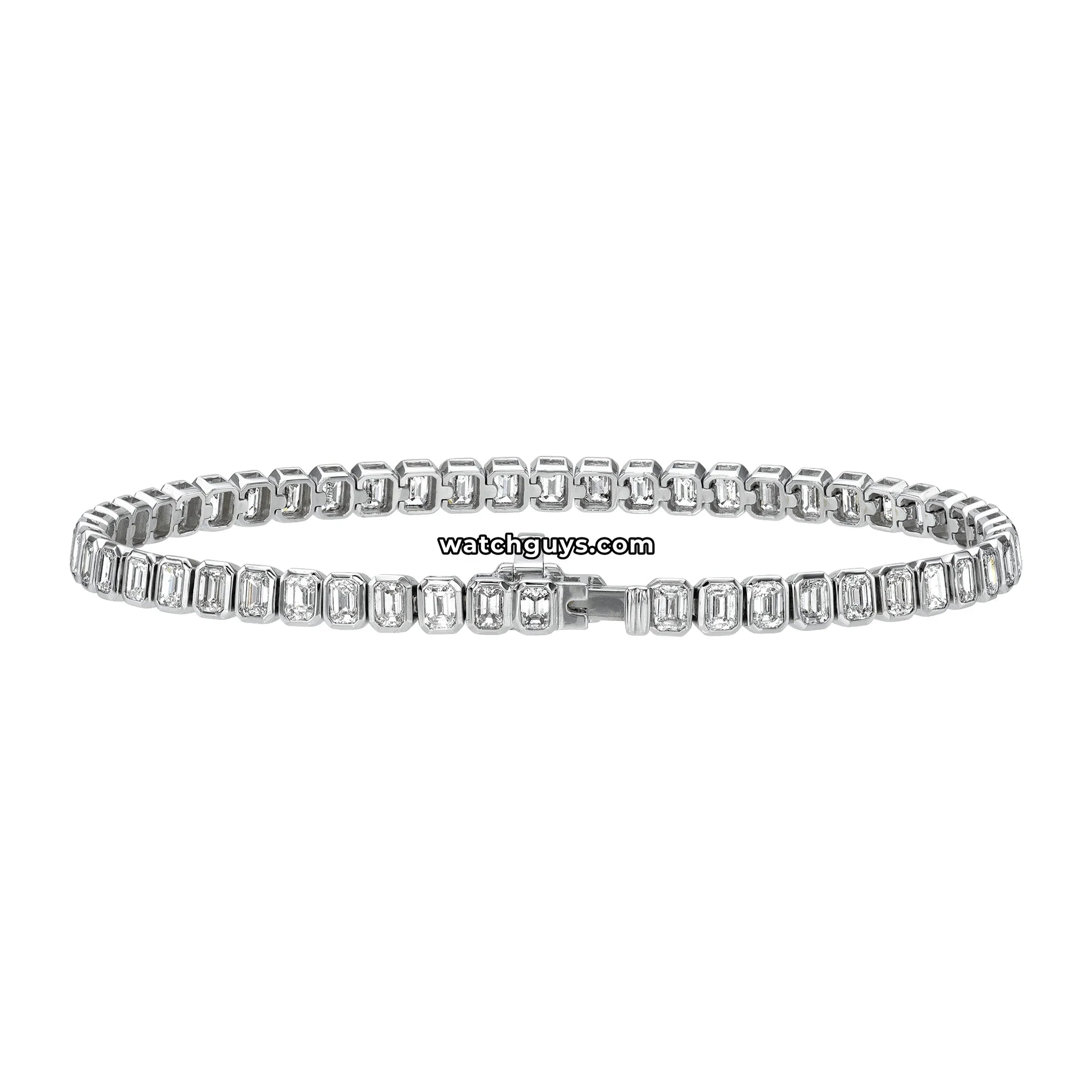 Emerald Diamond Tennis Bracelet 7.90 Carat TW 18k White Gold