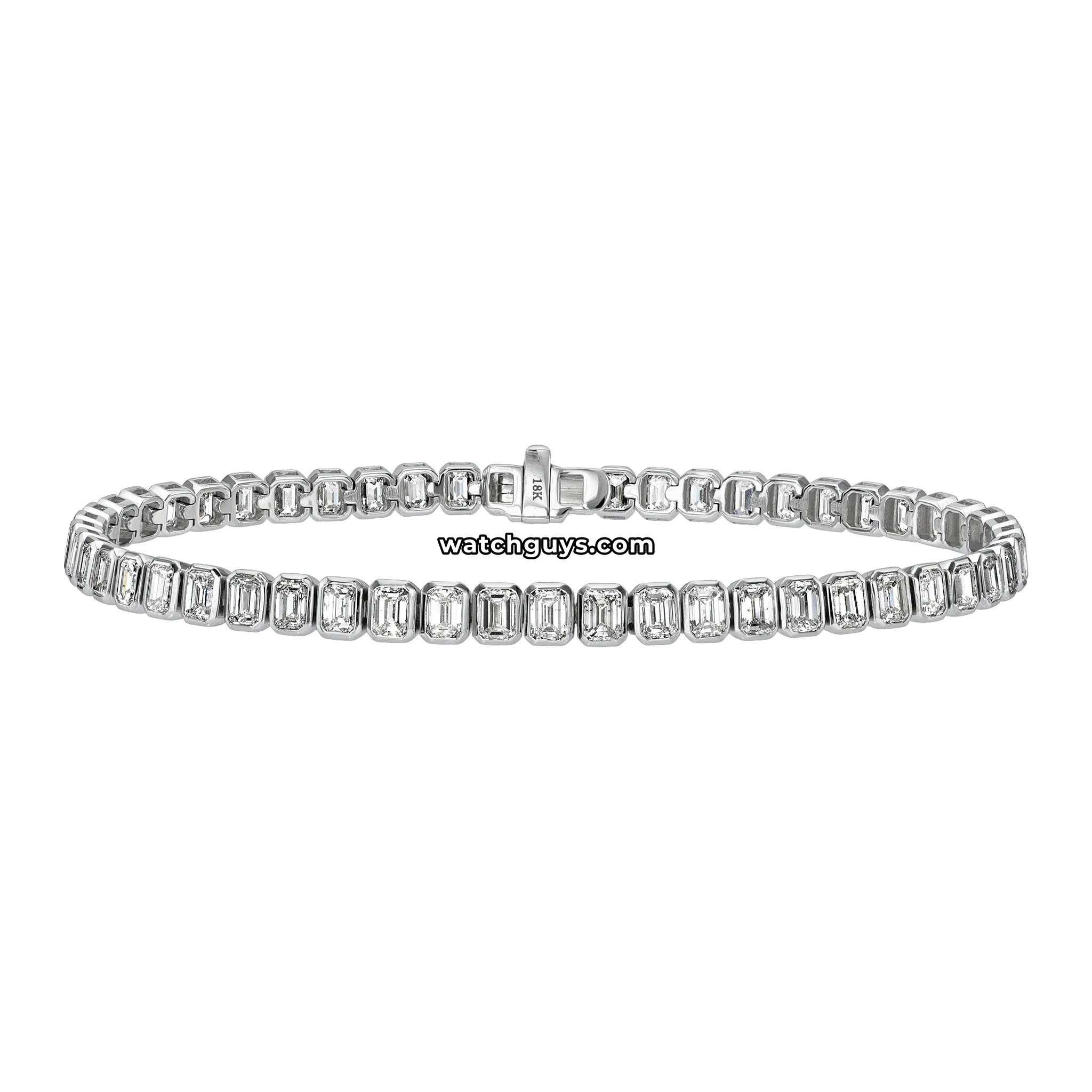 Emerald Diamond Tennis Bracelet 7.90 Carat TW 18k White Gold