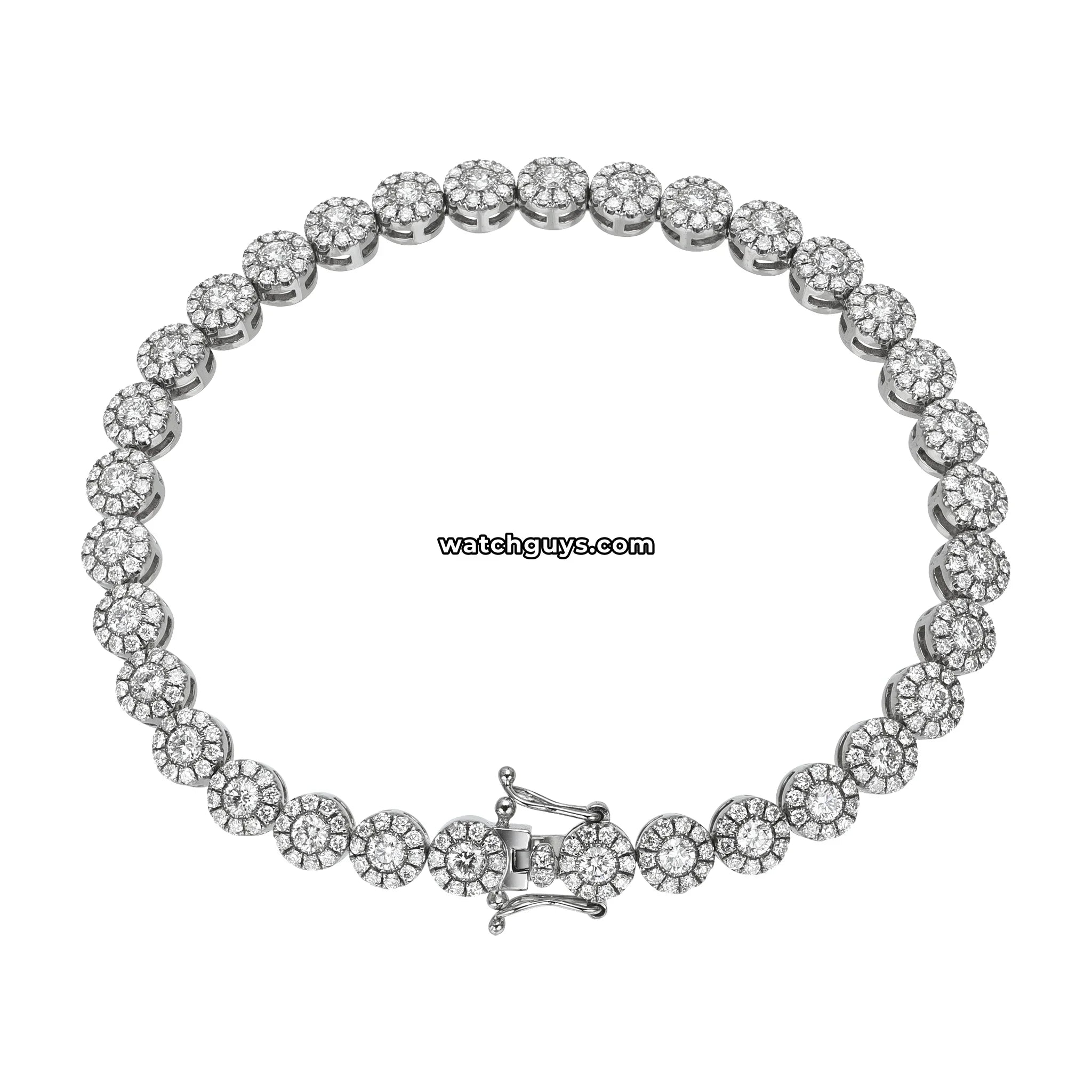 Halo Diamond Tennis Bracelet 5.00 Carat TW 18k White Gold