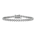 Heart Style Diamond Tennis Bracelet 14k White Gold