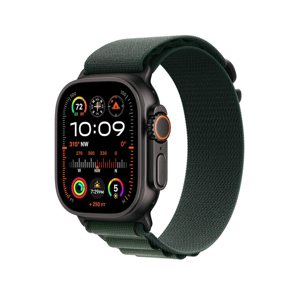 Apple Watch Ultra 2 49mm GPS + Cellular - Black Titanium w/ Medium Dark Green Alpine Loop, Open Box