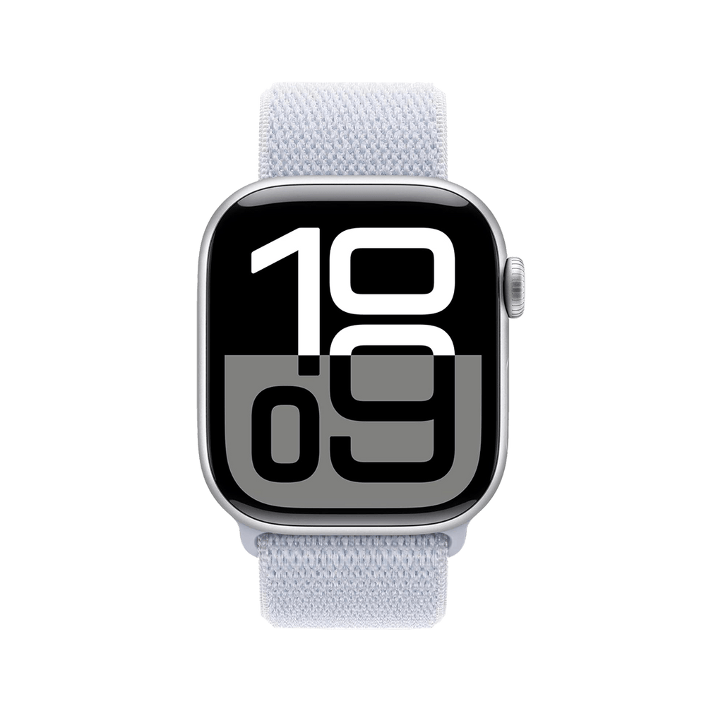 Apple Watch Series 10 46mm GPS + Cellular - Silver w/ Blue Cloud Sport Loop, Grade B