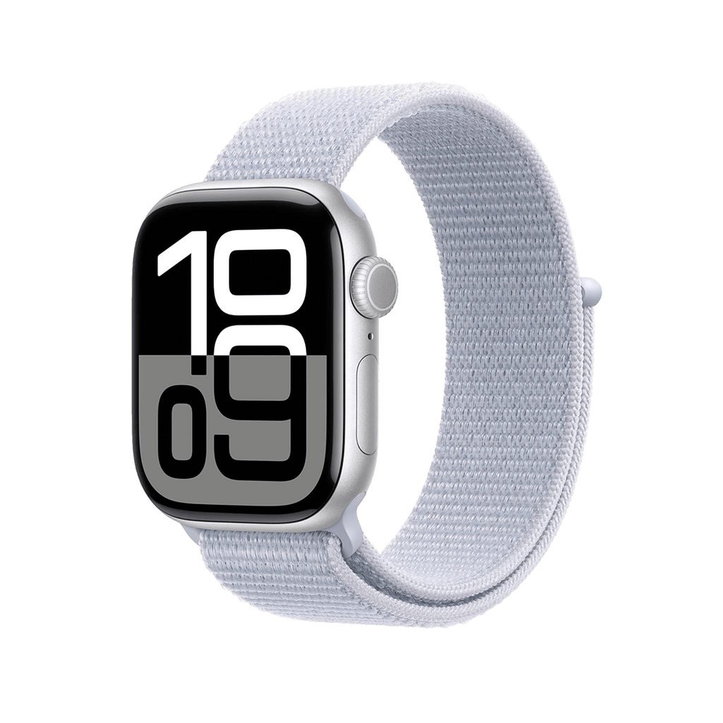 Apple Watch Series 10 46mm GPS + Cellular - Silver w/ Blue Cloud Sport Loop, Grade B