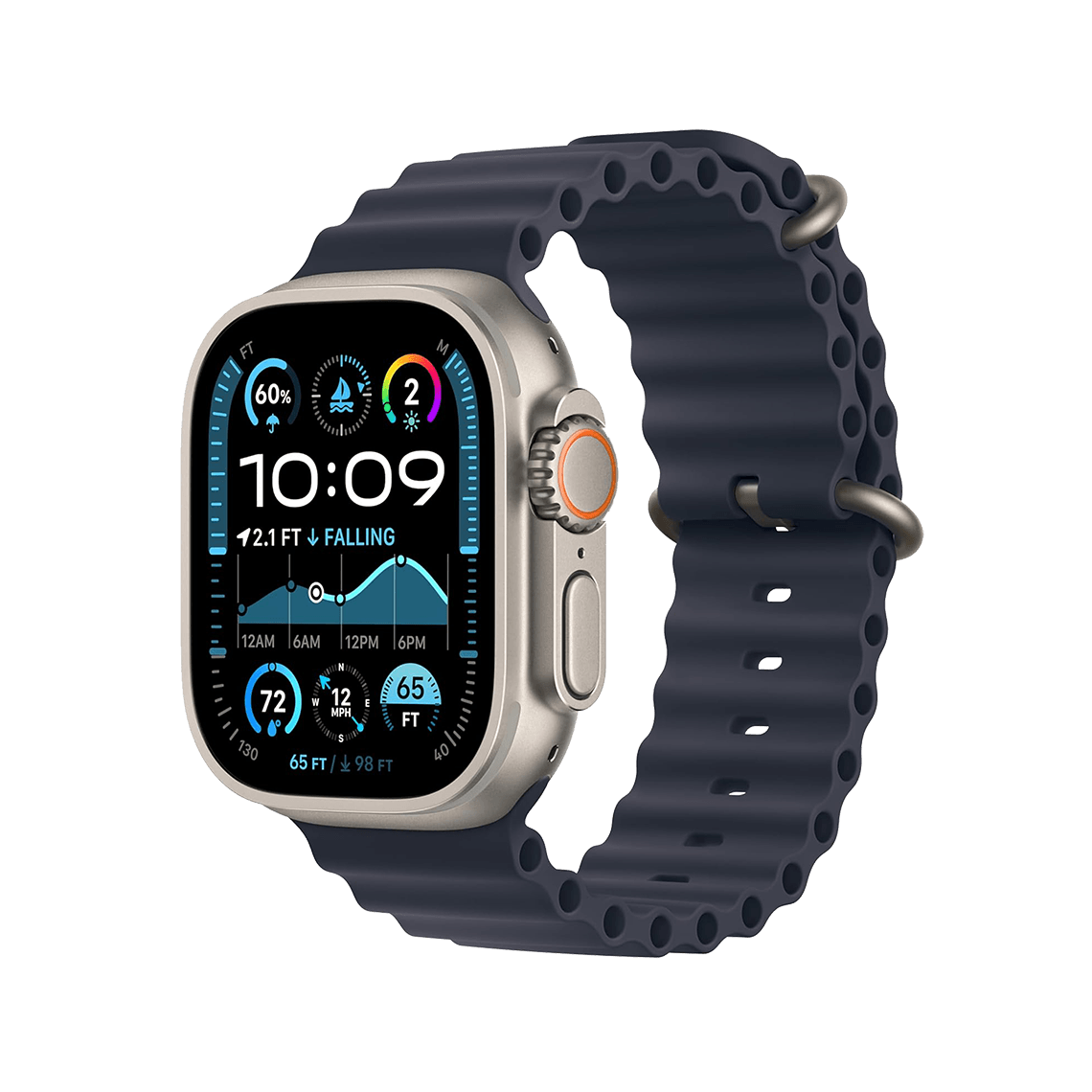 Apple Watch Ultra 2 49mm GPS + Cellular - Natural Titanium w/ Navy Ocean Band, Grade B