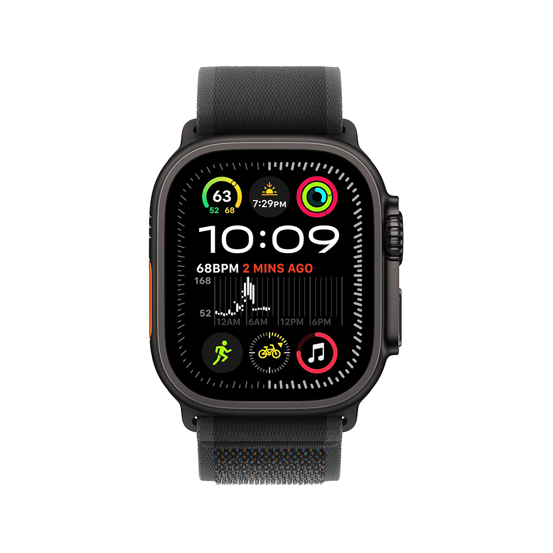 Apple Watch Ultra 2 49mm GPS + Cellular - Black Titanium w/ M/L Black Trail Loop, Open Box