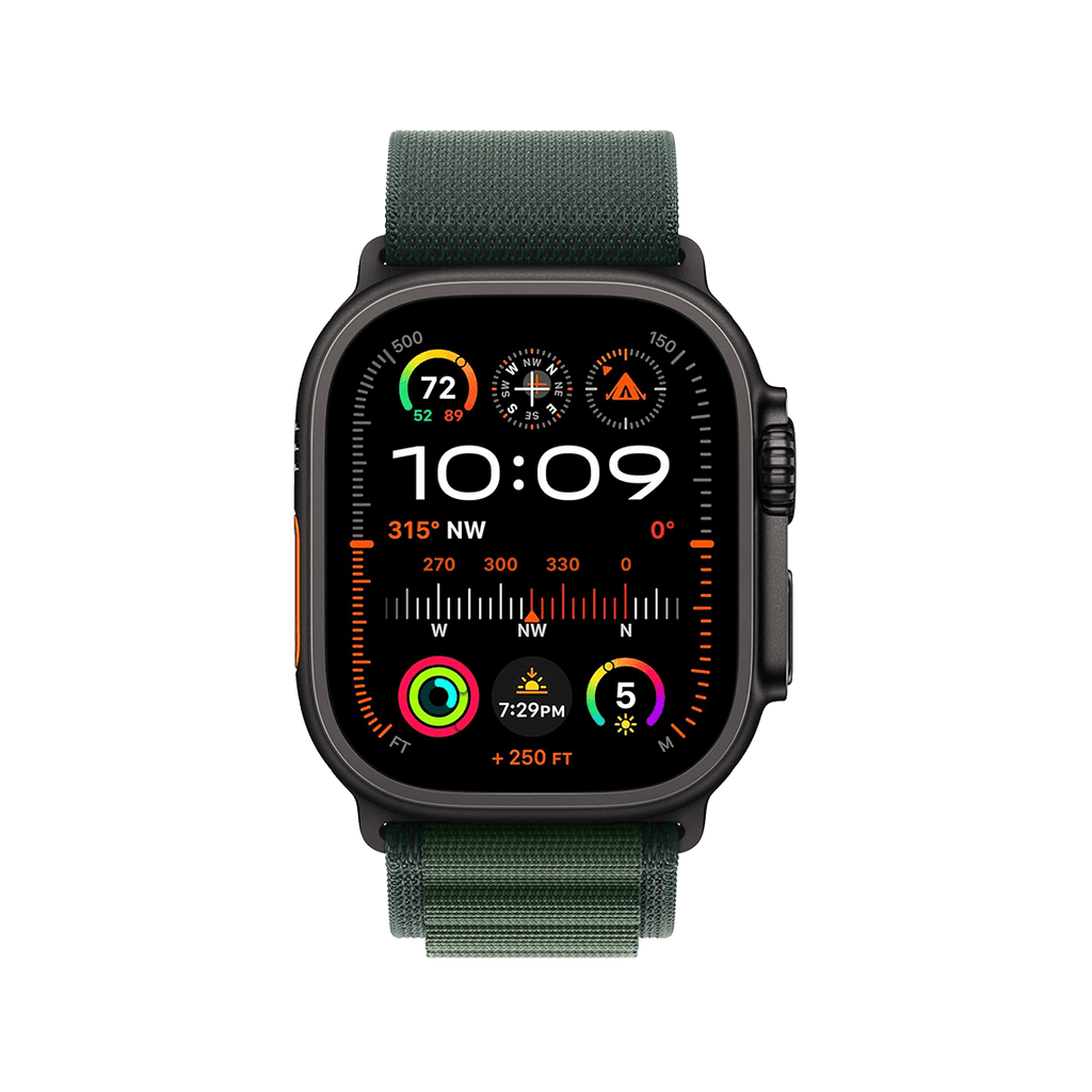 Apple Watch Ultra 2 49mm GPS + Cellular - Black Titanium w/ Medium Dark Green Alpine Loop, Grade A