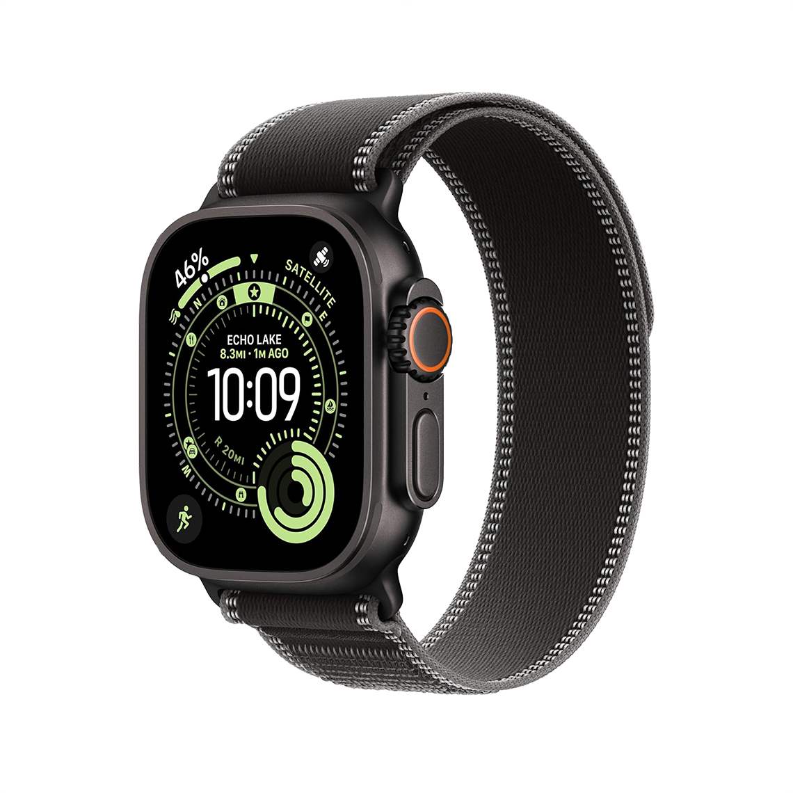 Apple Watch Ultra 3 49mm GPS + Cellular - Black Titanium w/ M/L Black Charcoal Trail Loop, Open Box