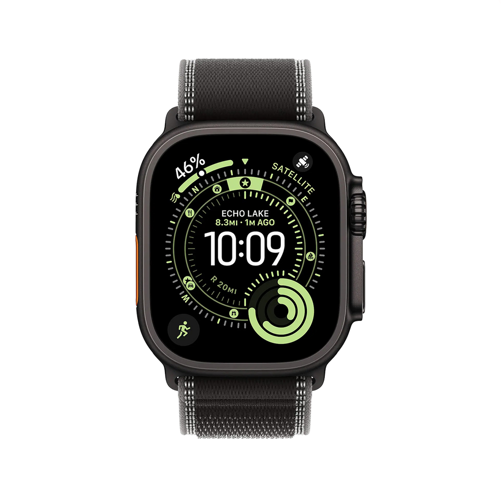 Apple Watch Ultra 3 49mm GPS + Cellular - Black Titanium w/ S/M Black Charcoal Trail Loop, Grade B