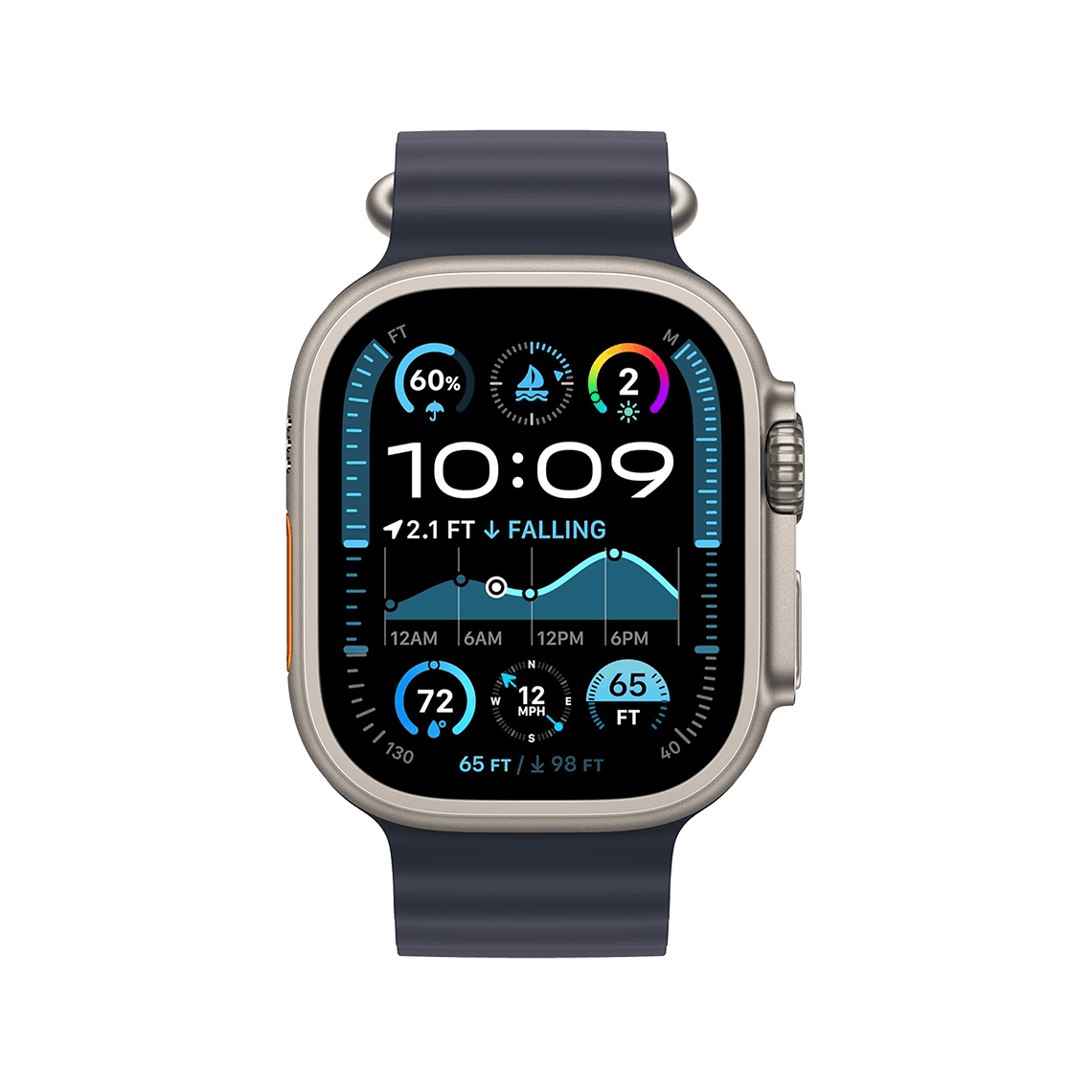 Apple Watch Ultra 2 49mm GPS + Cellular - Natural Titanium w/ Navy Ocean Band, Grade A
