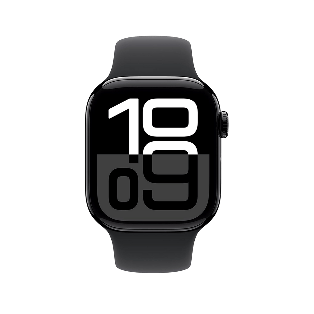 Apple Watch Series 10 46mm GPS + Cellular - Jet Black w/ M/L Black Sport Band, Grade B