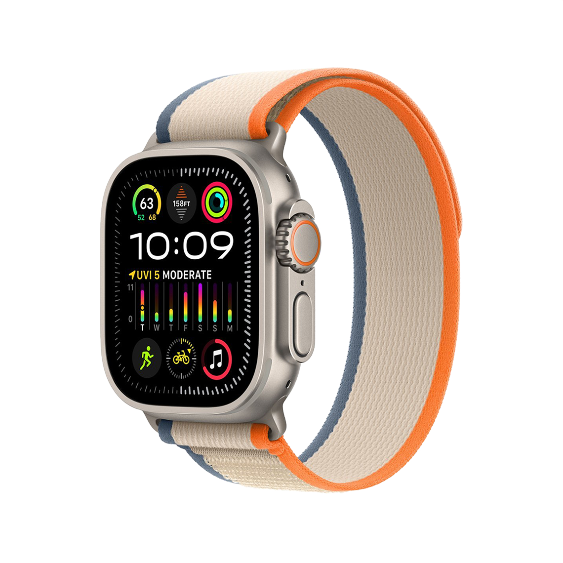 Apple Watch Ultra 2 49mm GPS + Cellular - Titanium - S/M Orange/Beige Trail Loop, Grade A