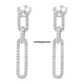 Paperclip Diamond Drop Earrings 18k White Gold