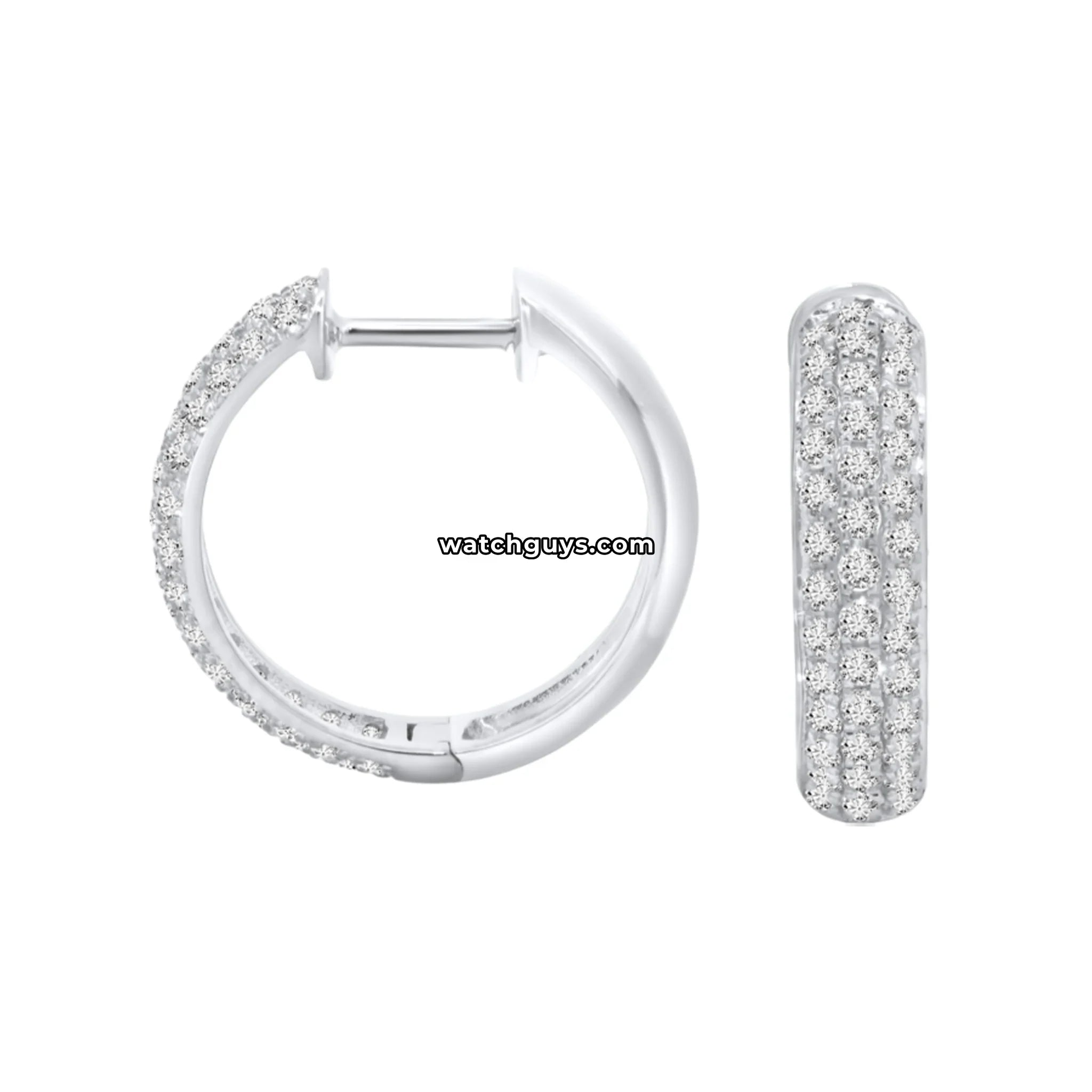 Pave Diamond Huggie Earrings 18k White Gold