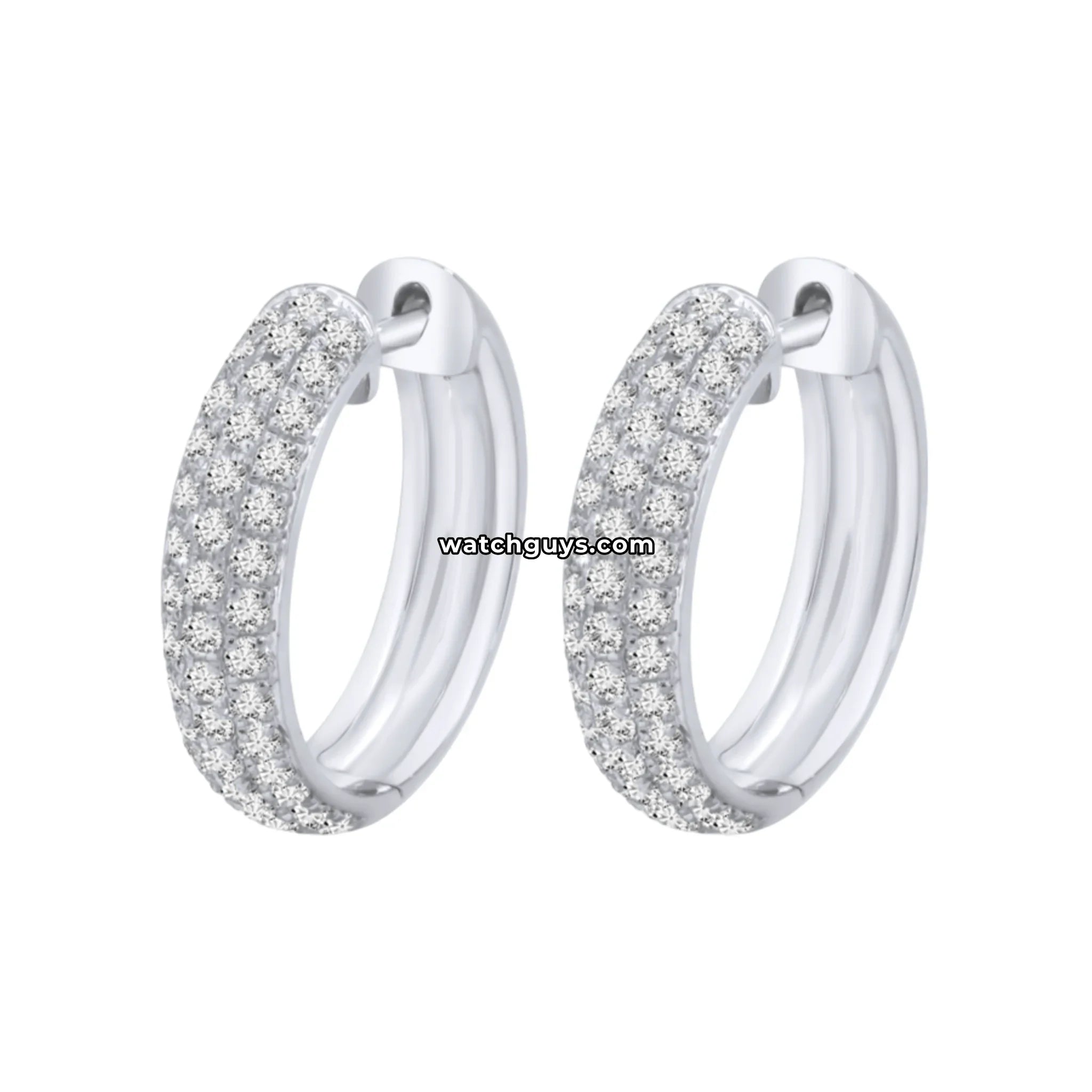 Pave Diamond Huggie Earrings 18k White Gold
