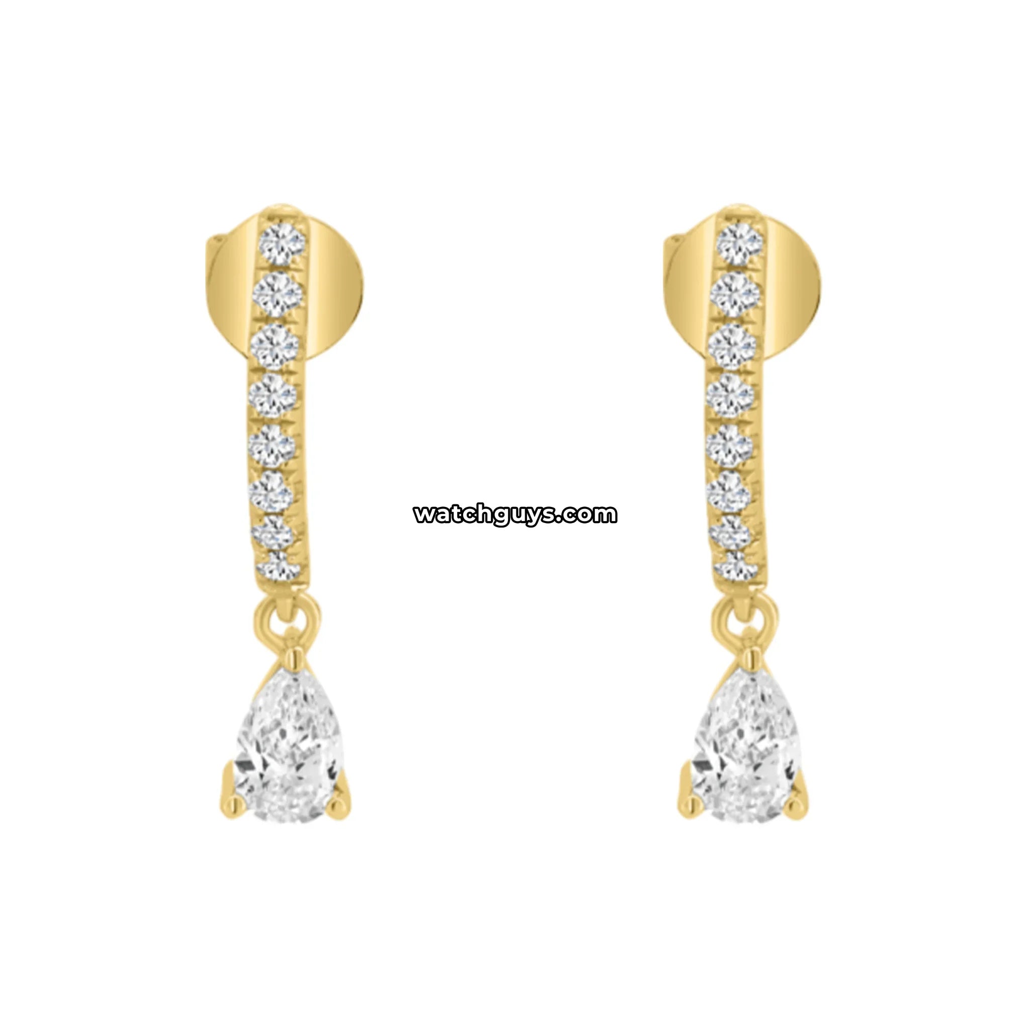 Pear Diamond Dangle Earrings 18k Yellow Gold