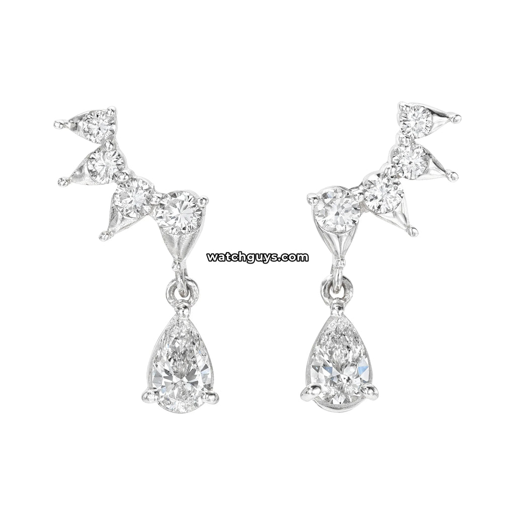 Pear Diamond Drop Earrings 18k White Gold