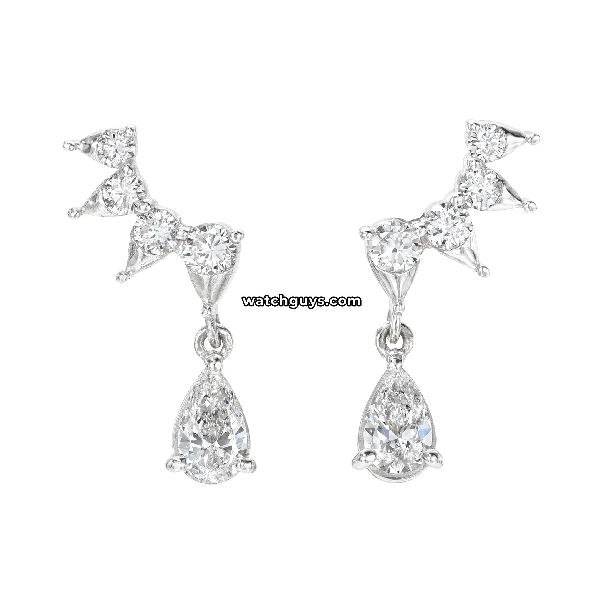 Pear Diamond Drop Earrings 18k White Gold