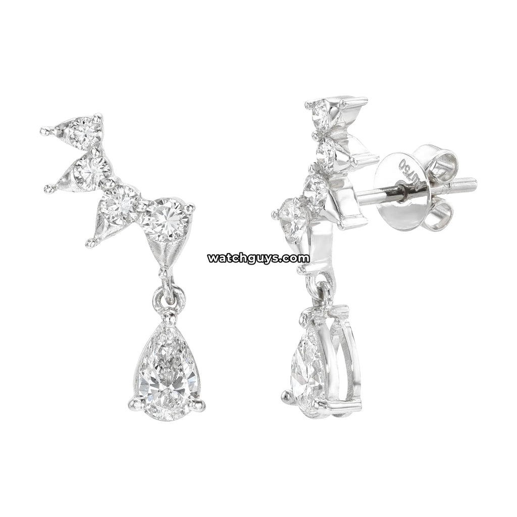 Pear Diamond Drop Earrings 18k White Gold