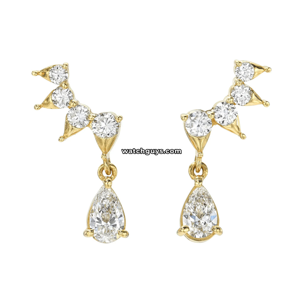 Pear Diamond Drop Earrings 18k Yellow Gold