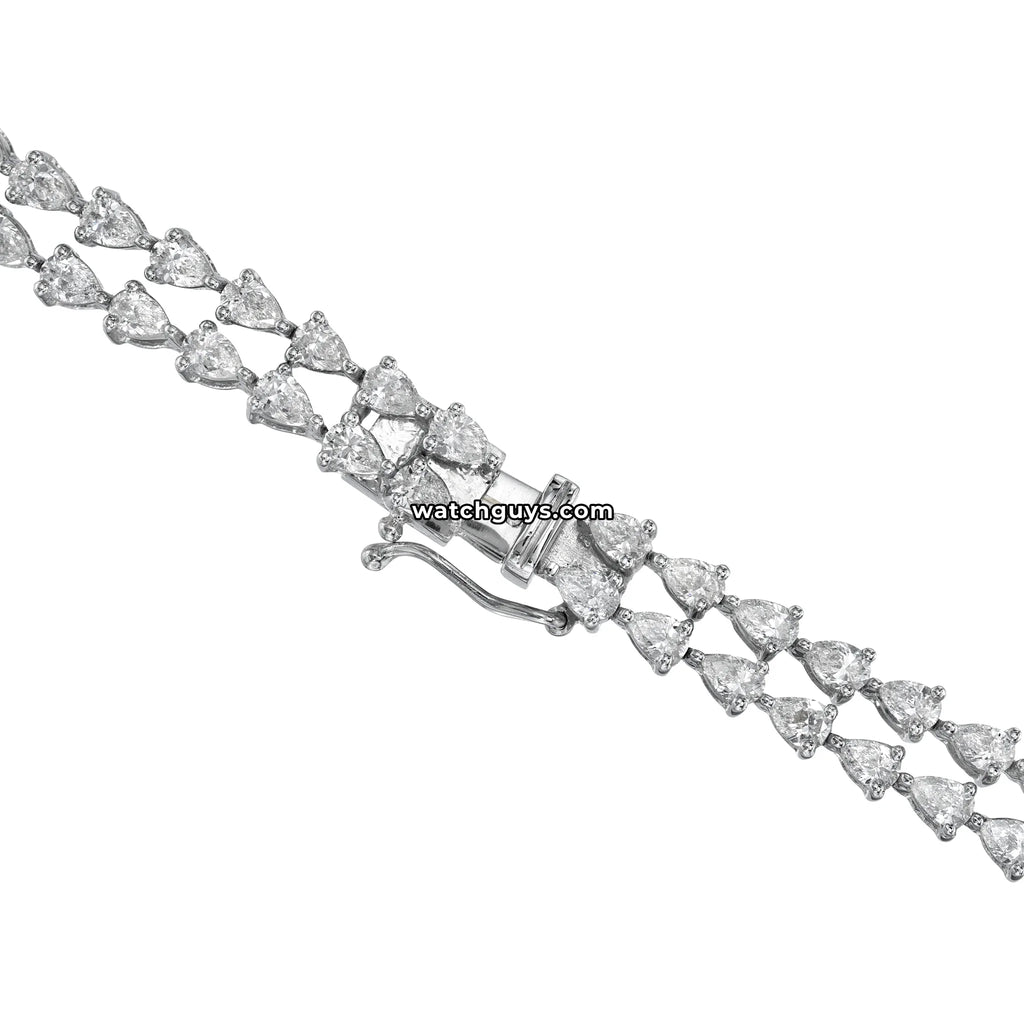Pear Diamond Necklace 20.88 Carat TW 18k White Gold