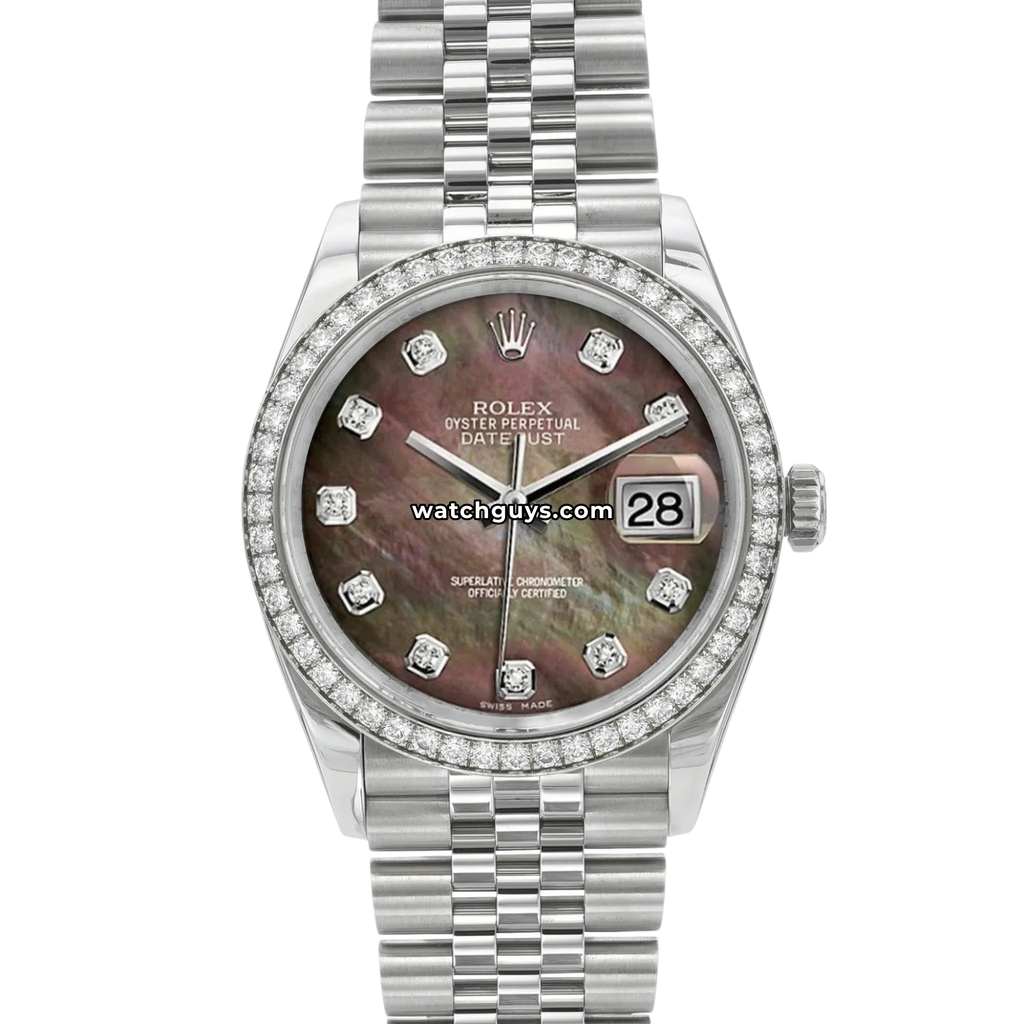 Rolex Datejust 116244 Black Mother of Pearl Diamond
