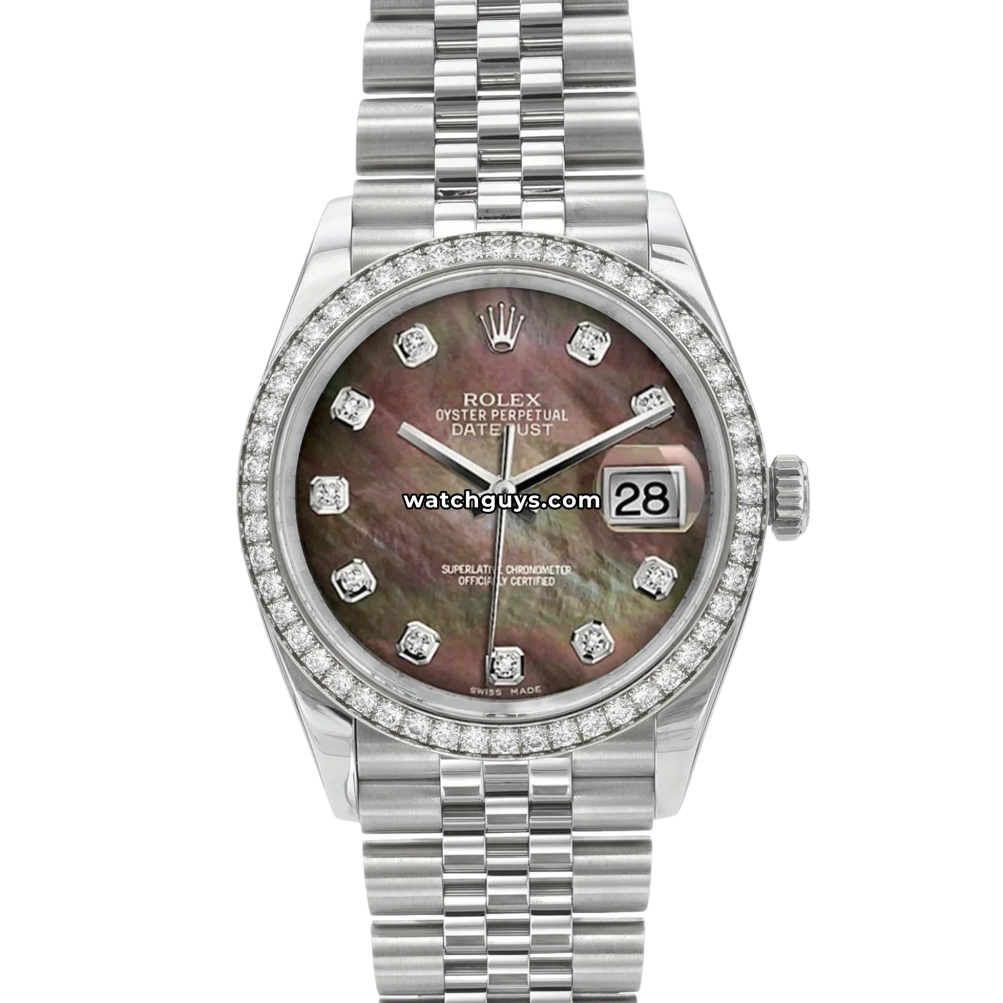 Rolex Datejust 116244 Black Mother of Pearl Diamond