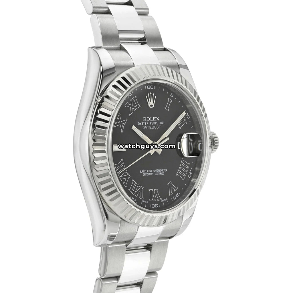 Rolex Datejust 116334 Black Roman Stainless Steel Oyster