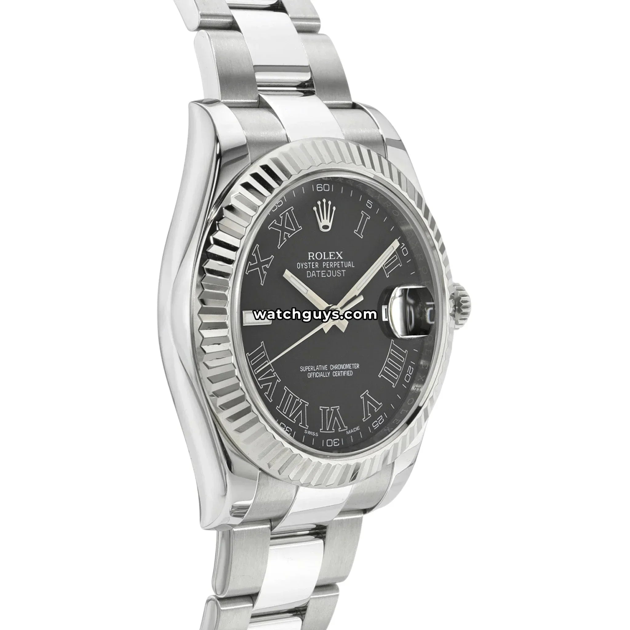 Rolex Datejust 116334 Black Roman Stainless Steel Oyster