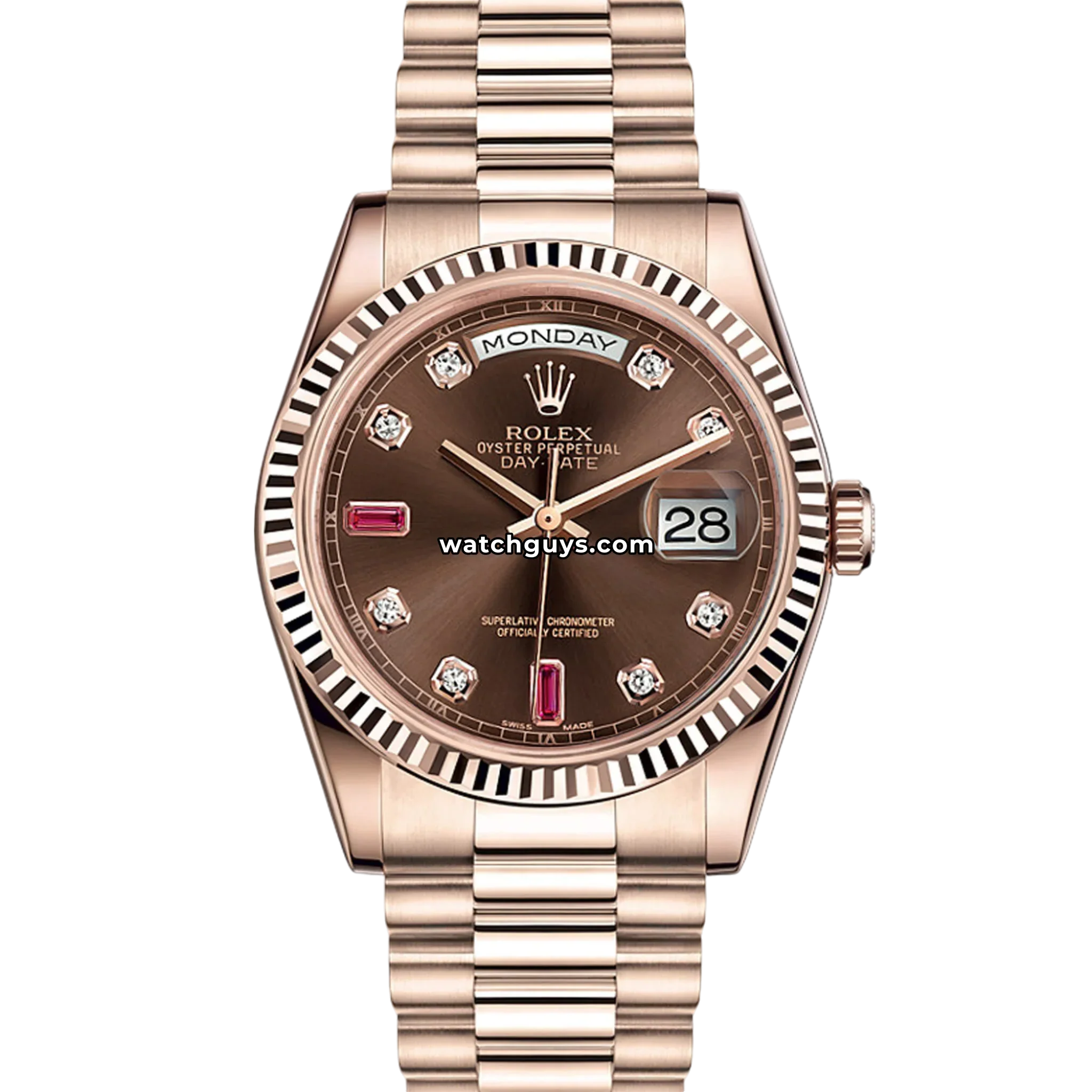 Rolex Day-Date 118235 Chocolate Diamond and Rubies