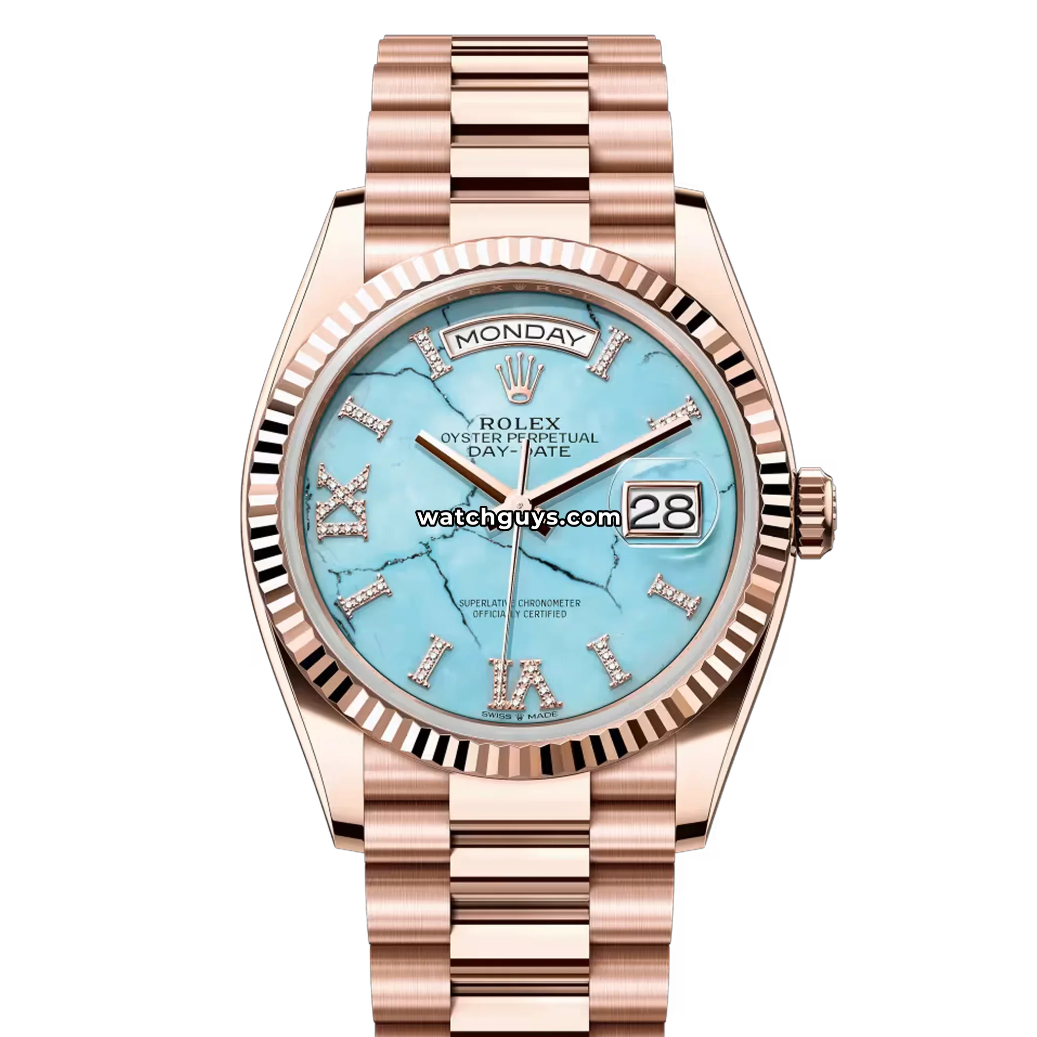 Rolex Day-Date 128235 Turquoise Diamond Roman