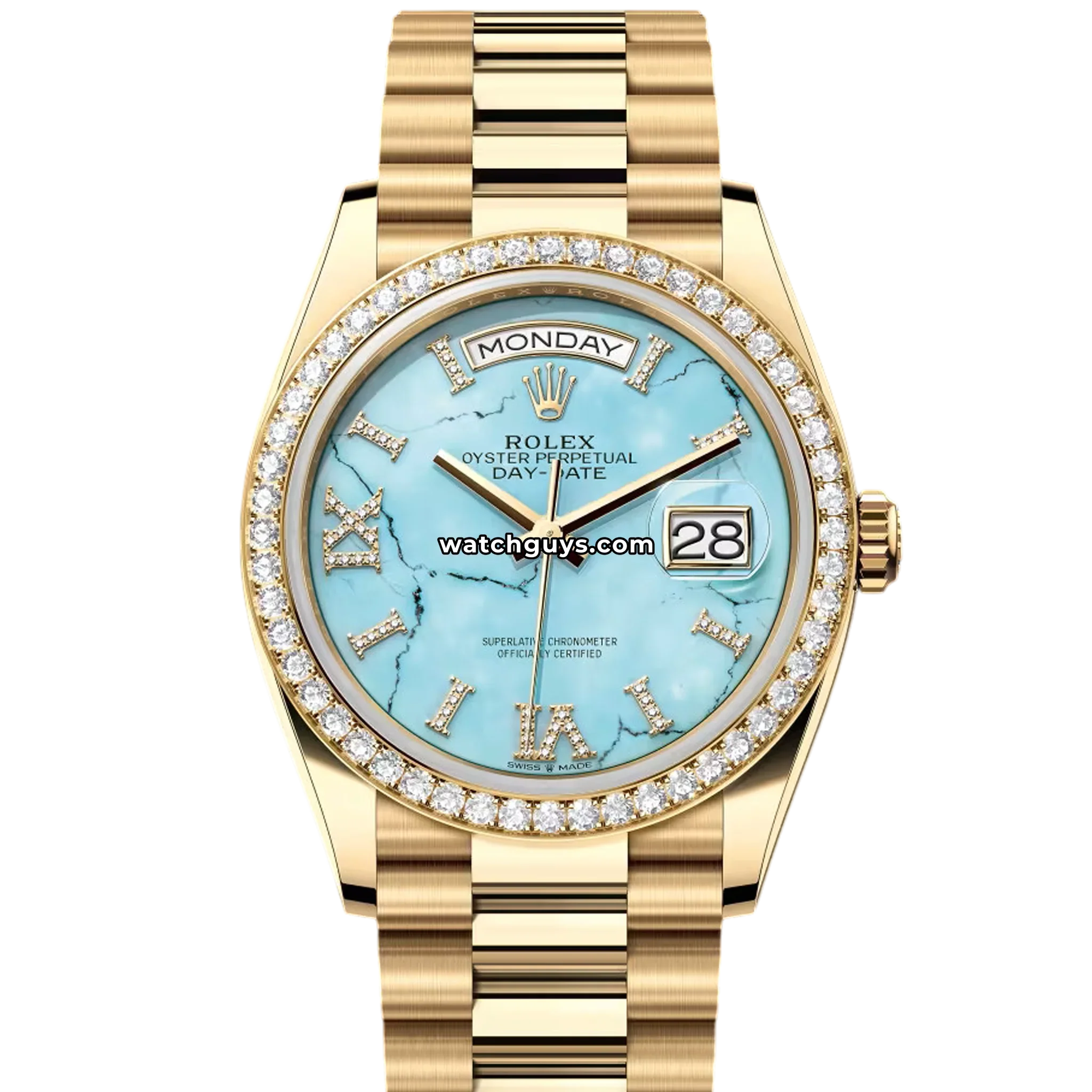 Rolex Day-Date 128348RBR Turquoise Roman