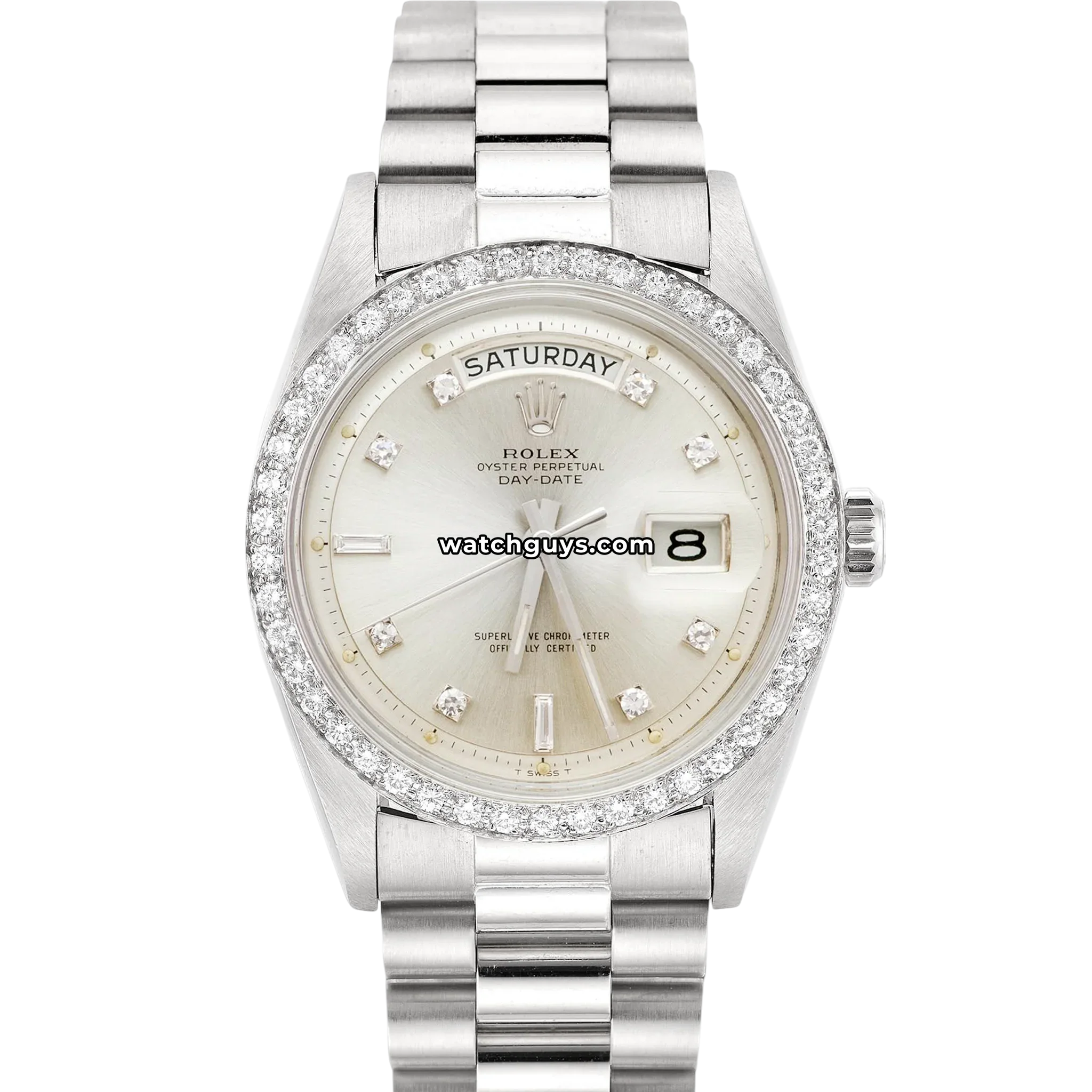 Rolex Day-Date 1804 Silver Diamond